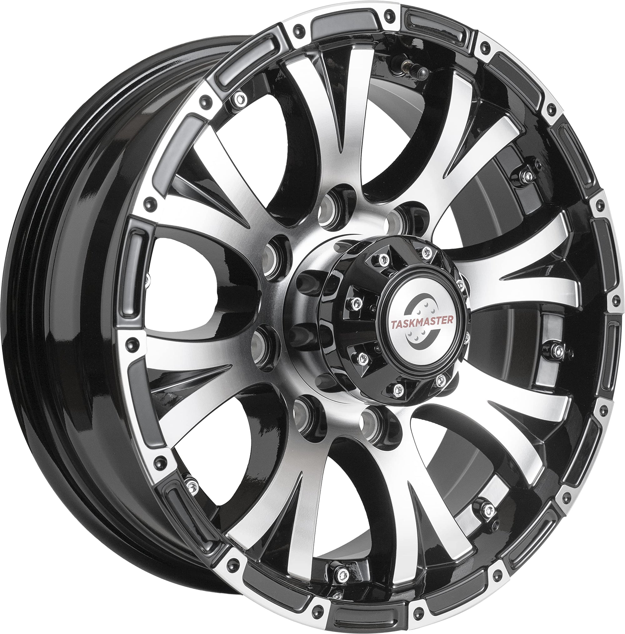 16" x 6" Viking Series 8 On 6.5 Machined Lip and Face Gloss Black Finish Aluminum Wheel with Black Cap Updated sku WA-16060865-BMBB-13736-2