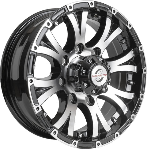 16" x 6" Viking Series 8 On 6.5 Machined Lip and Face Gloss Black Finish Aluminum Wheel with Black Cap Updated sku WA-16060865-BMBB-13736-2