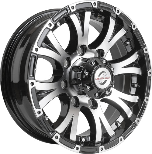 16" x 6" Viking Series 8 On 6.5 Machined Lip and Face Gloss Black Finish Aluminum Wheel with Black Cap Updated sku WA-16060865-BMBB-13736-2