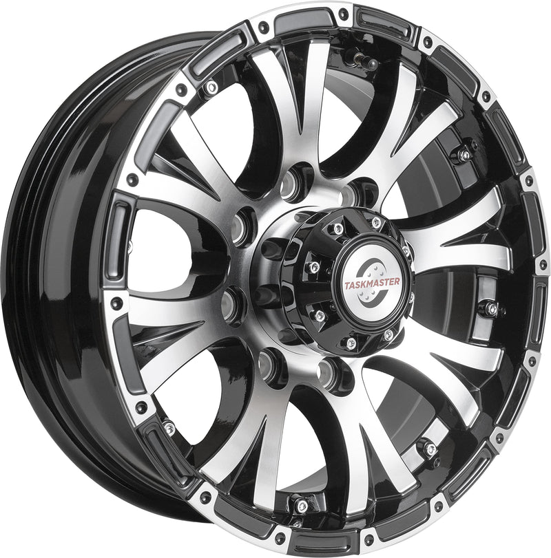16" x 6" Viking Series 8 On 6.5 Machined Lip and Face Gloss Black Finish Aluminum Wheel with Black Cap Updated sku WA-16060865-BMBB-13736-2