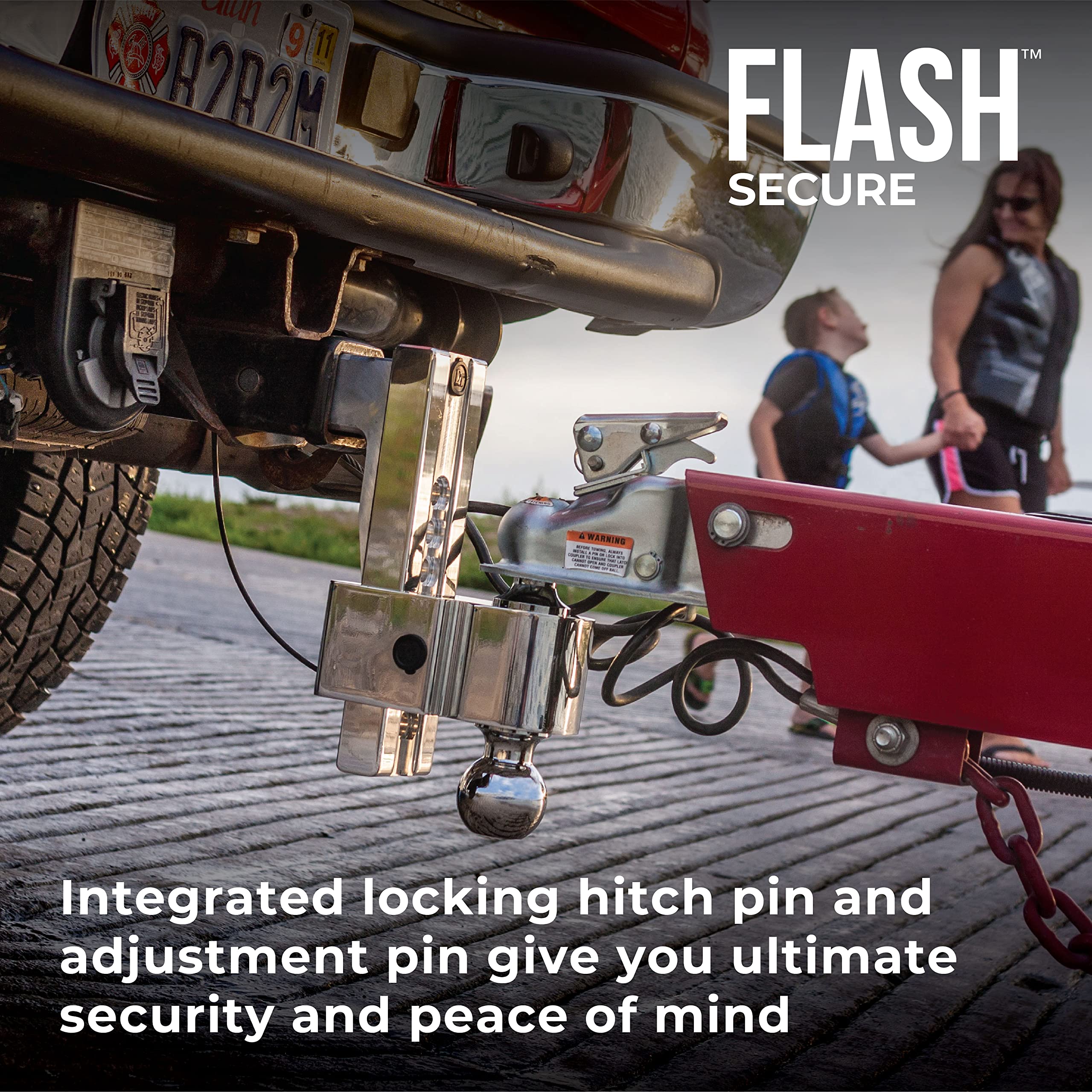 Fastway Flash Secure Adjustable Dual Locking Aluminum Ball Mount with 4 Inch Drop, 2 Inch Shank, Built-in Locks, and Chrome Plated Balls 44-00-4400