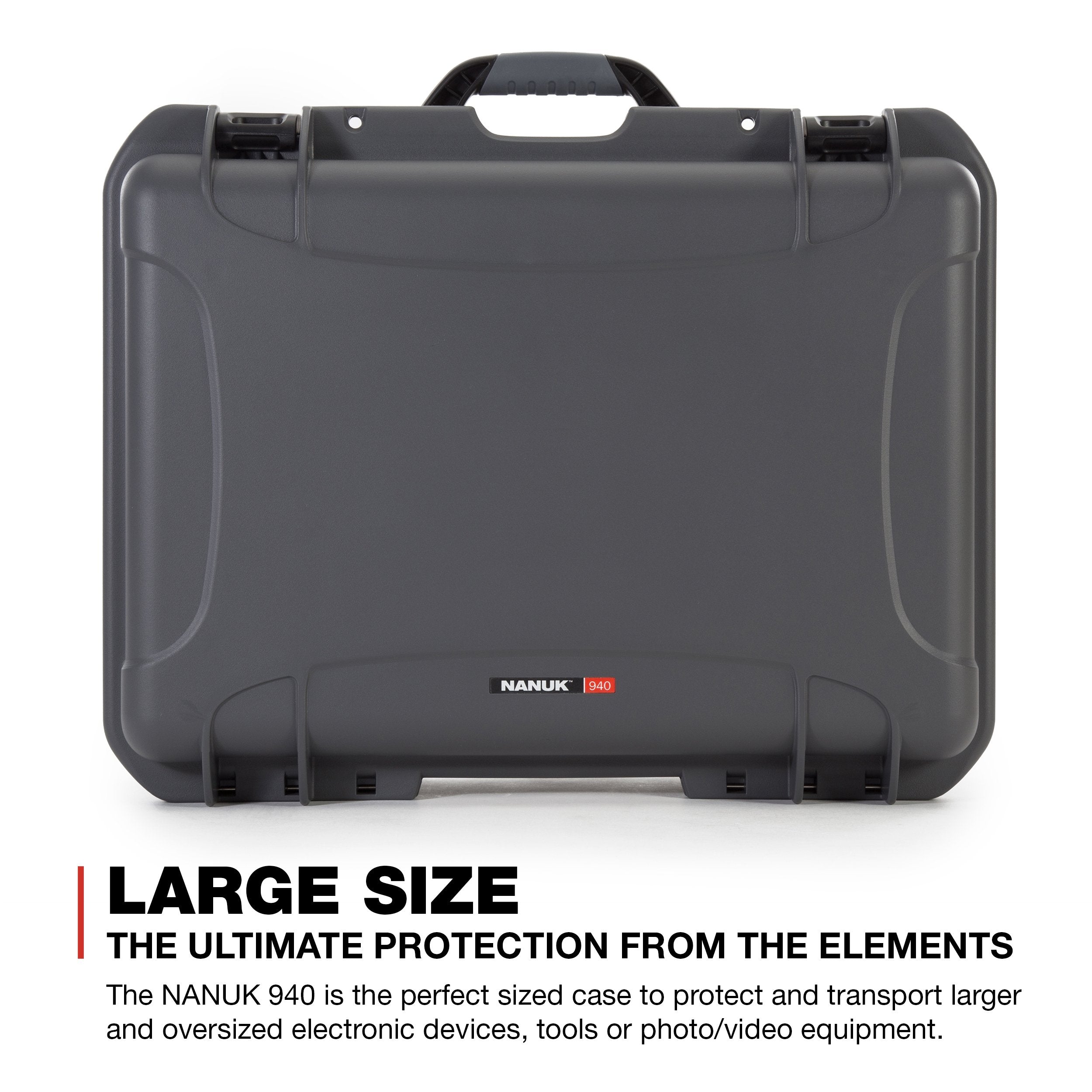 Graphite Nanuk 940 Waterproof Hard Case with Lid Organizer and Padded Divider