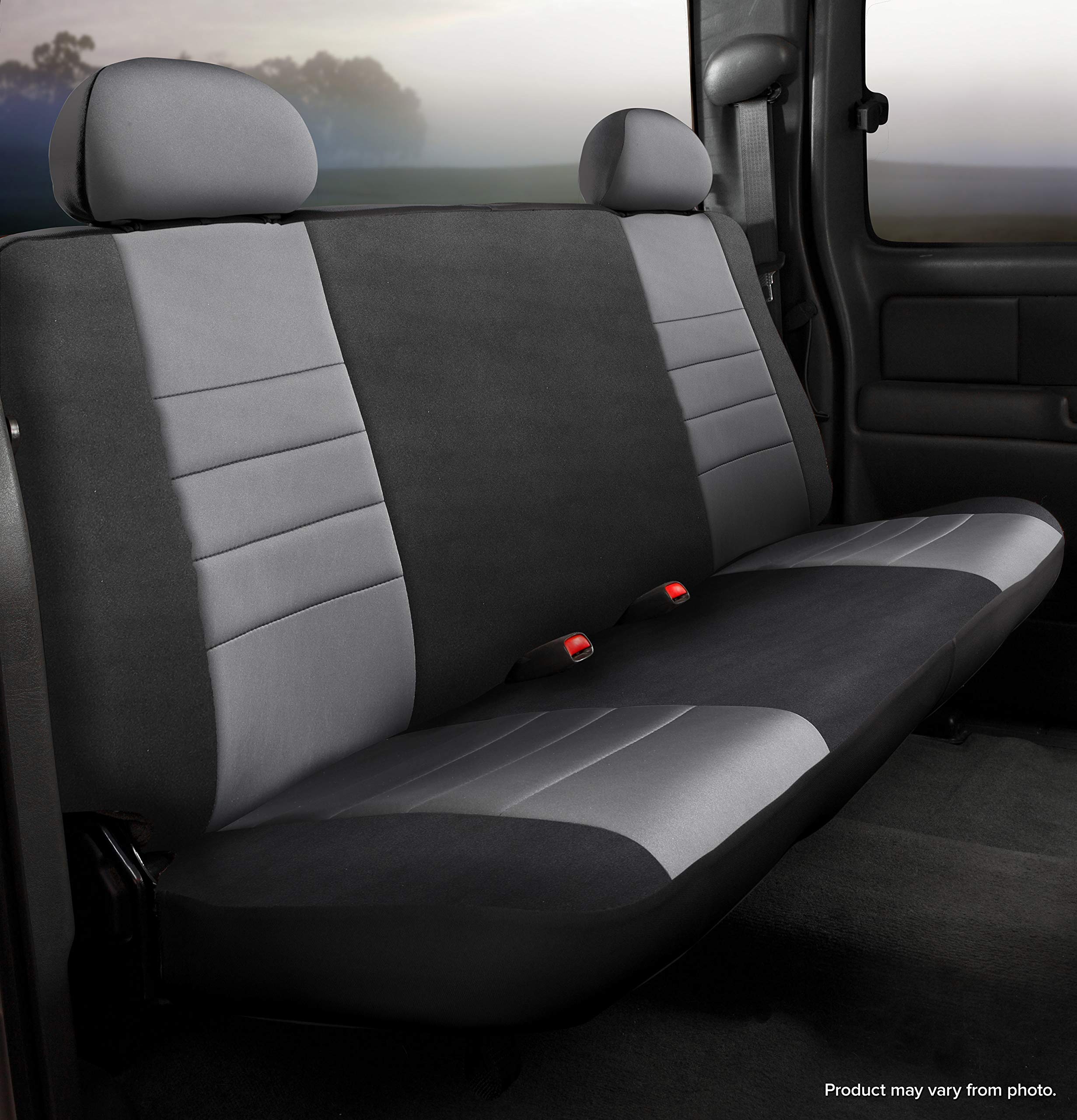 Fia Gray NP92-78 Custom Fit Rear Seat Cover Bench Seat - Neoprene (Black w/Gray Center Panel)