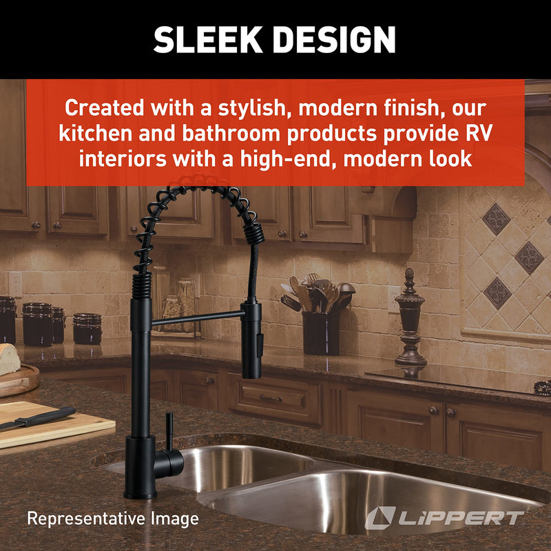 Lippert Coiled Pull-Down Kitchen Faucet Flow Max™ - Black/Stainless Steel