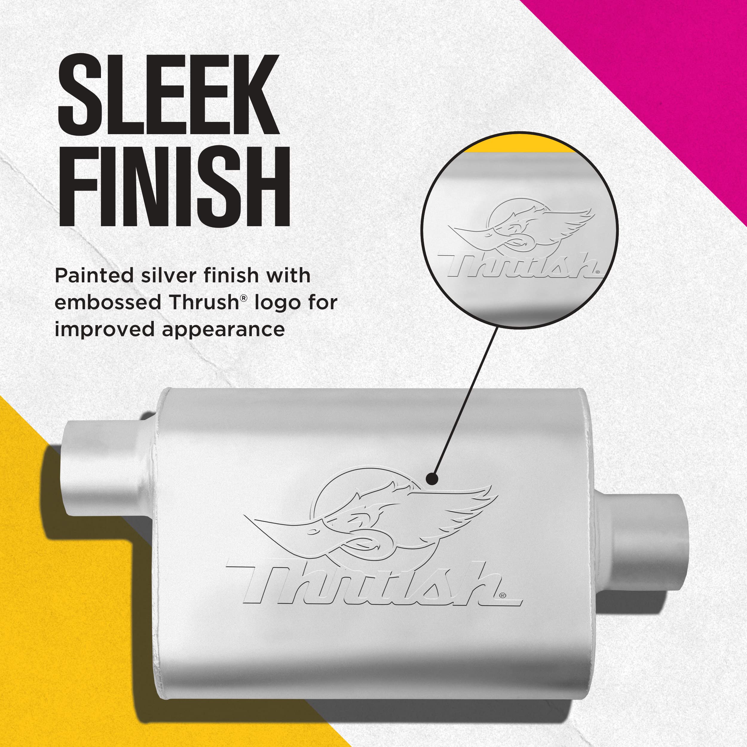 Deep Race Tone Thrush Muffler (Most Applications) Inlet 2.5 Pipe Connection Offset Outlet 2.5 Offset