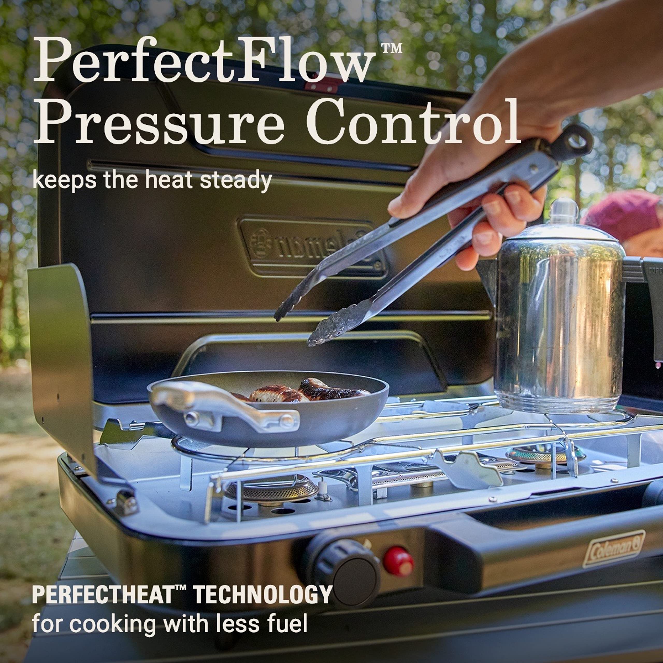 3-Burner Coleman Classic Propane Camping Stove with InstaStart Ignition, Portable Cooktop with 3 Adjustable Burners & 28,000 BTUs of Power