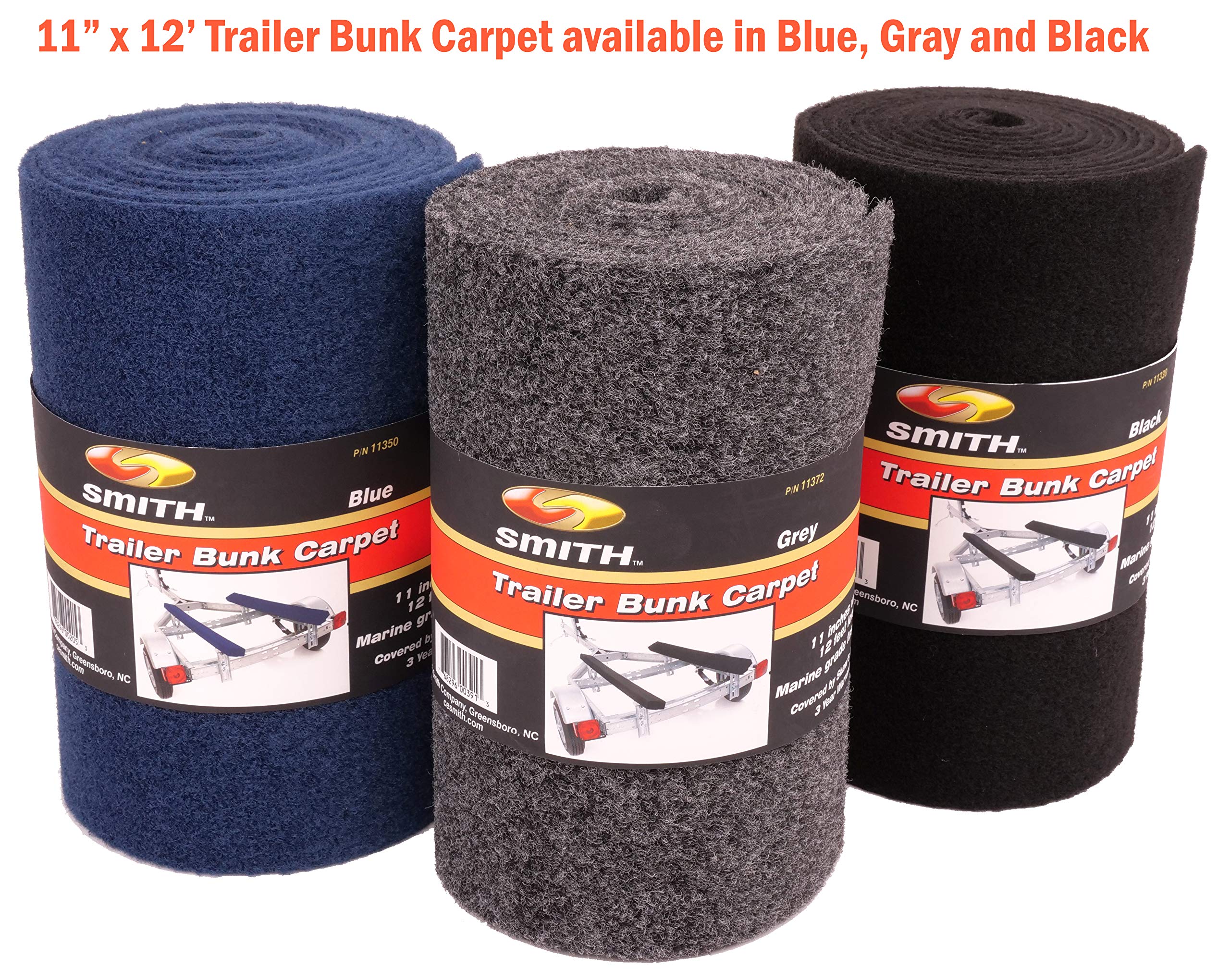 Trailer Roll Carpet - CE Smith - Boat & Trailer Accessories & Replacement Part - 11” x 12’ - Black (11330)