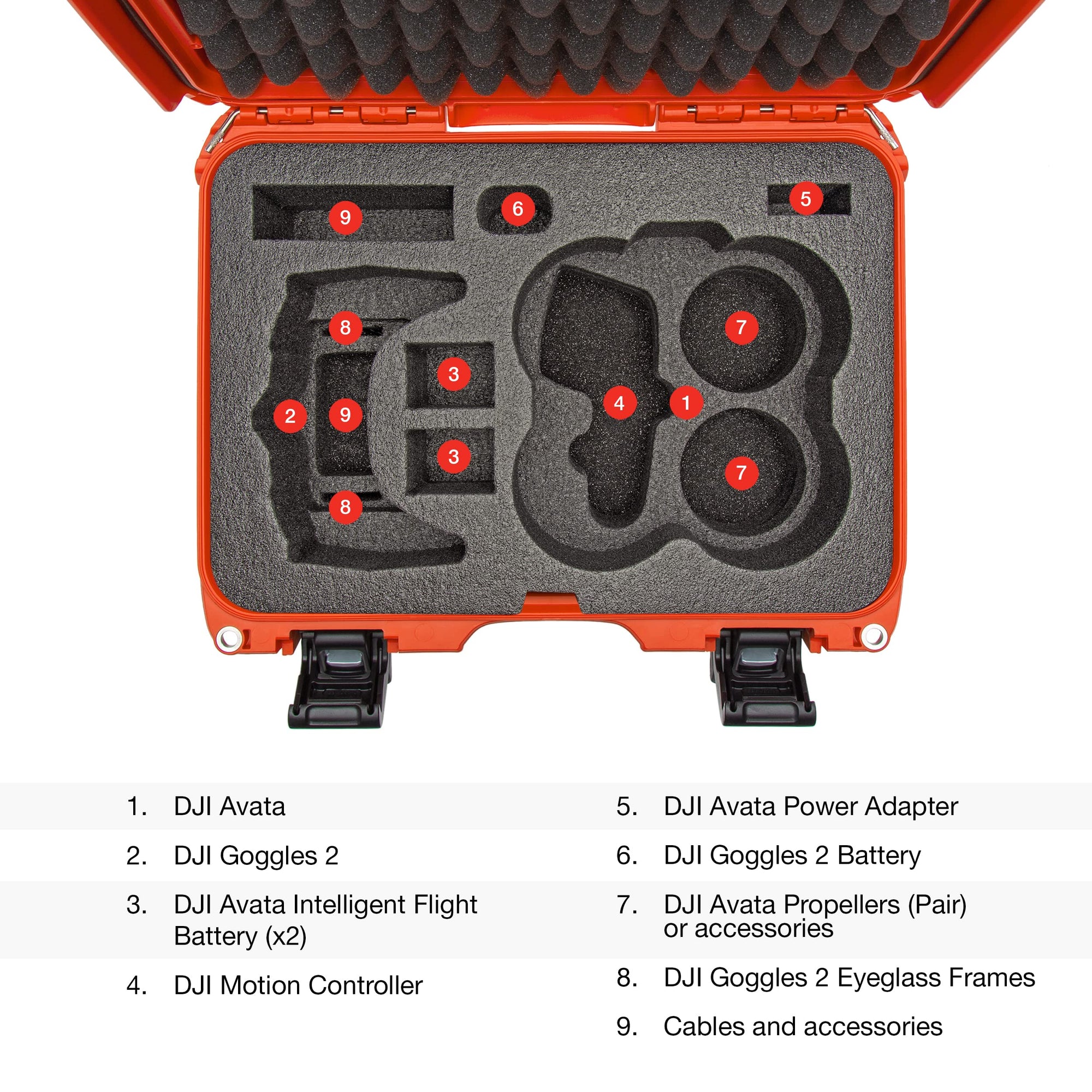 Waterproof Hard Case Nanuk 915 with Foam Insert for DJI Avata FPV Unit, Goggles and Controller - Orange