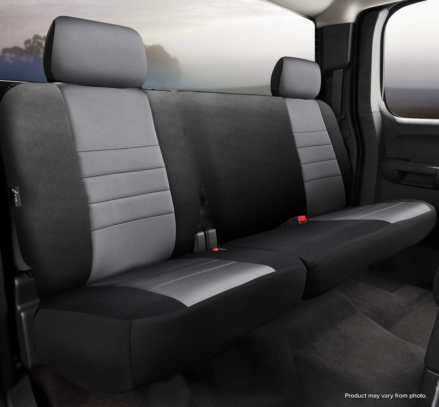 Fia NP92-67 Custom Fit Gray Rear Seat Cover Split Cushion 60/40 - Neoprene (Black w/Gray Center Panel)
