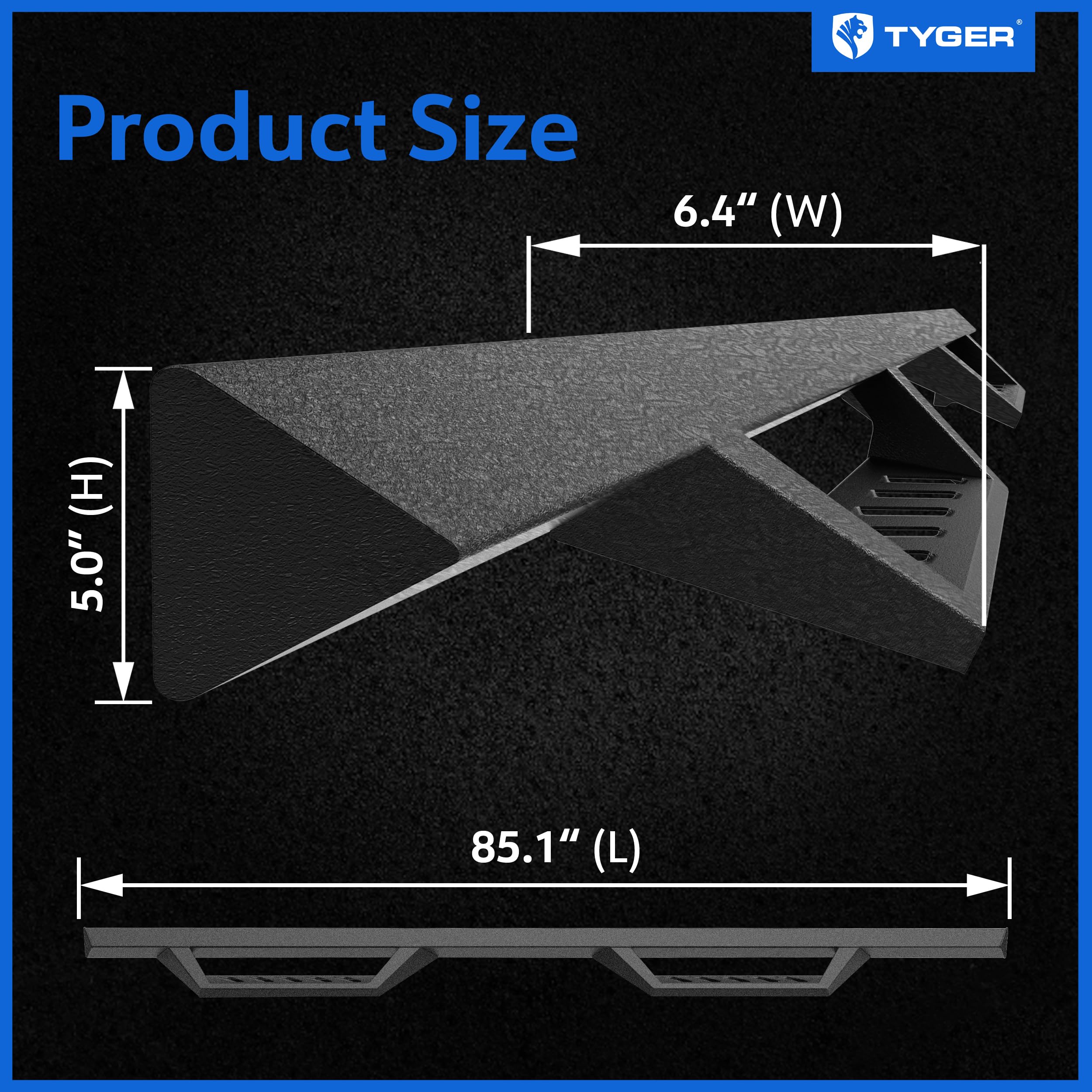 Tyger Auto LanderX Running Board | Compatible with 2022-2026 Toyota Tundra | CrewMax | TG-LX3T83648 | Drop Step Side Step Rail Nerf Bars