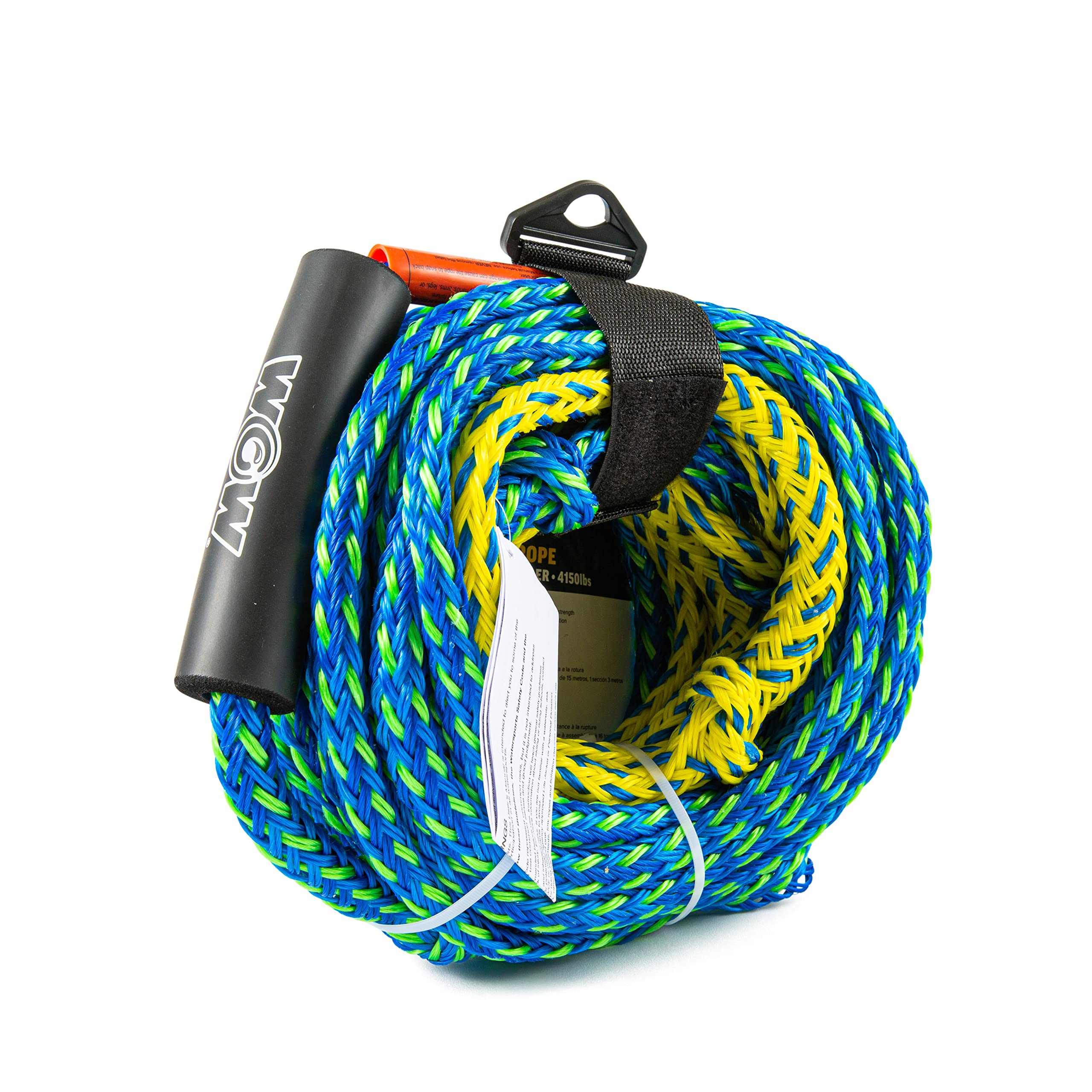 WOW Sports Towing Rope for Wakesurf, Water Ski and Wakeboard, 4-Rider 4K Tow Rope with 2 Sections, 60'