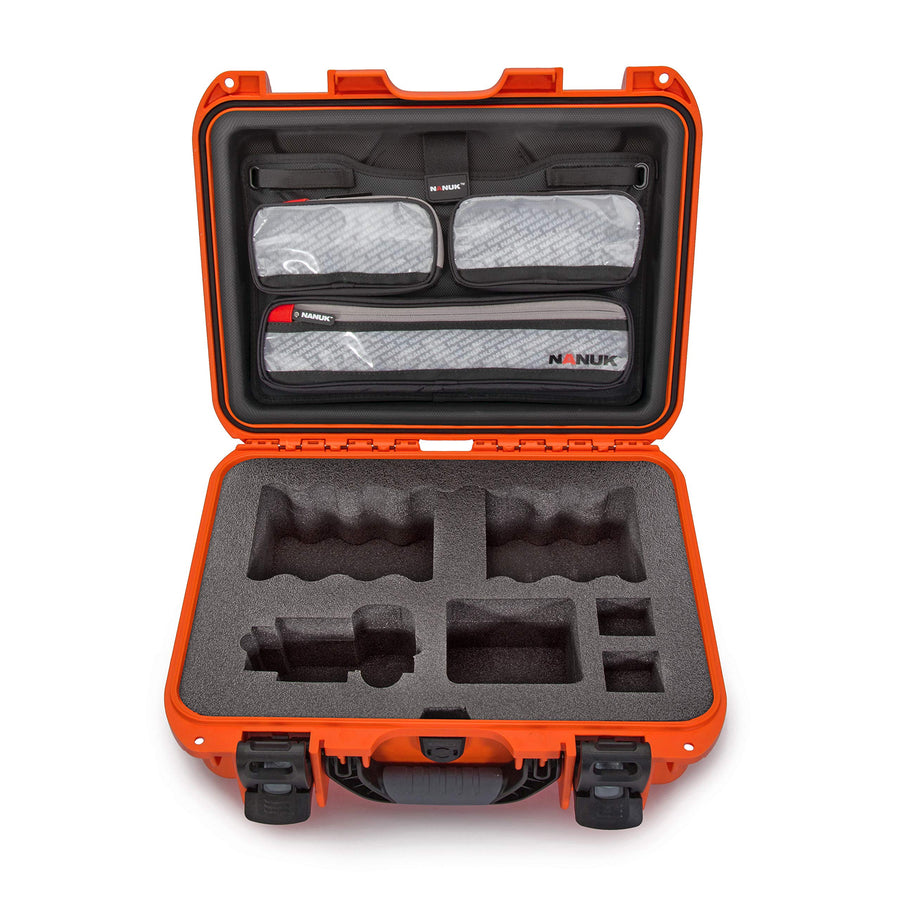 Waterproof Nanuk 920 Hard Case with Lid Organizer for Sony a7R Size Camera - Orange