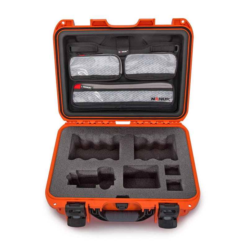 Waterproof Nanuk 920 Hard Case with Lid Organizer for Sony a7R Size Camera - Orange