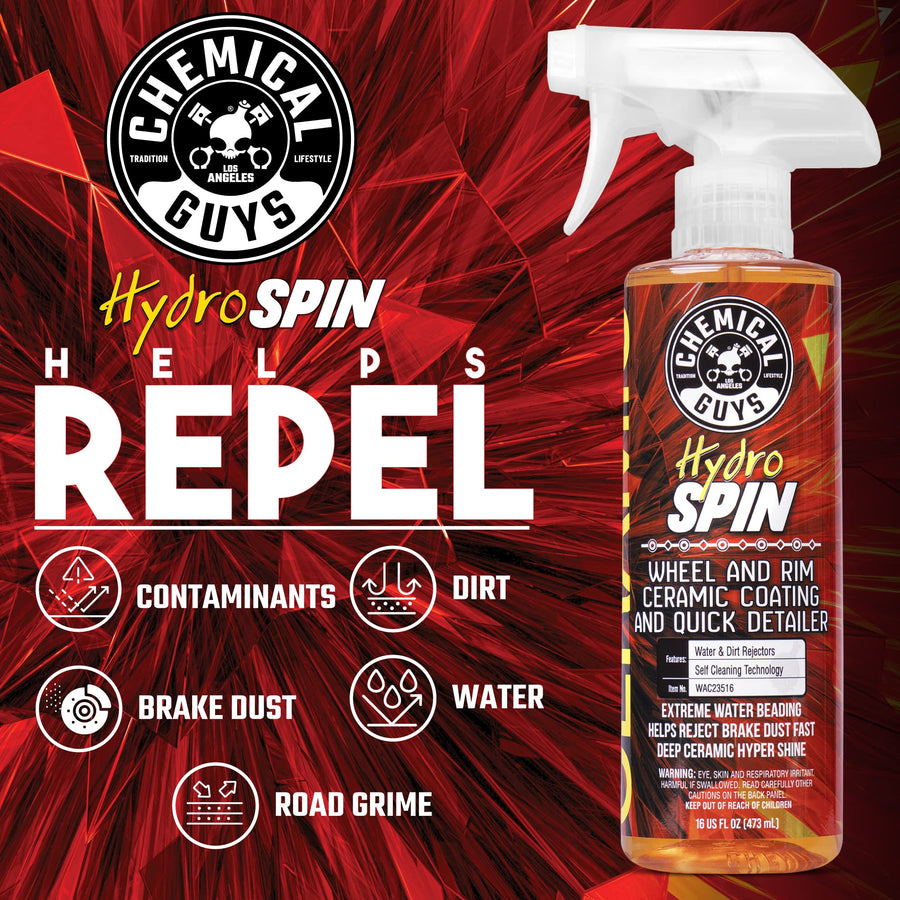 Chemical Guys HydroSpin Ceramic Coating and Quick Detailer Spray - 16 oz Protects Wheels, Rims & Brake Parts with Hydrophobic Shine