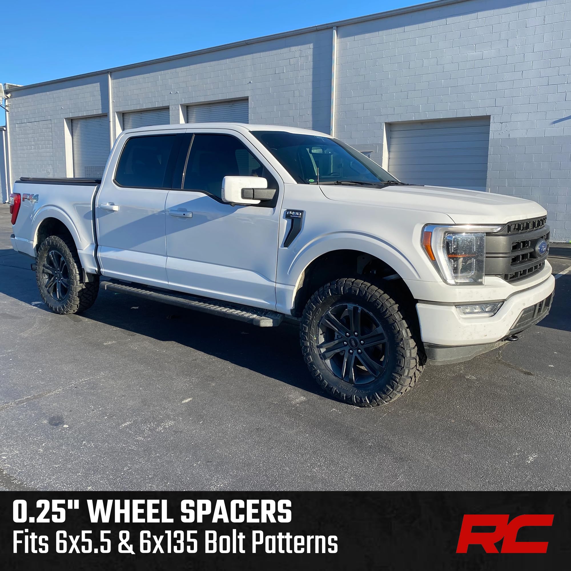 0.25 Inch Rough Country Wheel Spacers for Chevy/Ford/GMC/Ram 1500 - Fits 6 x 135mm and 6 x 5.5" Bolt Pattern, Corrosion Resistant, 2-Pack