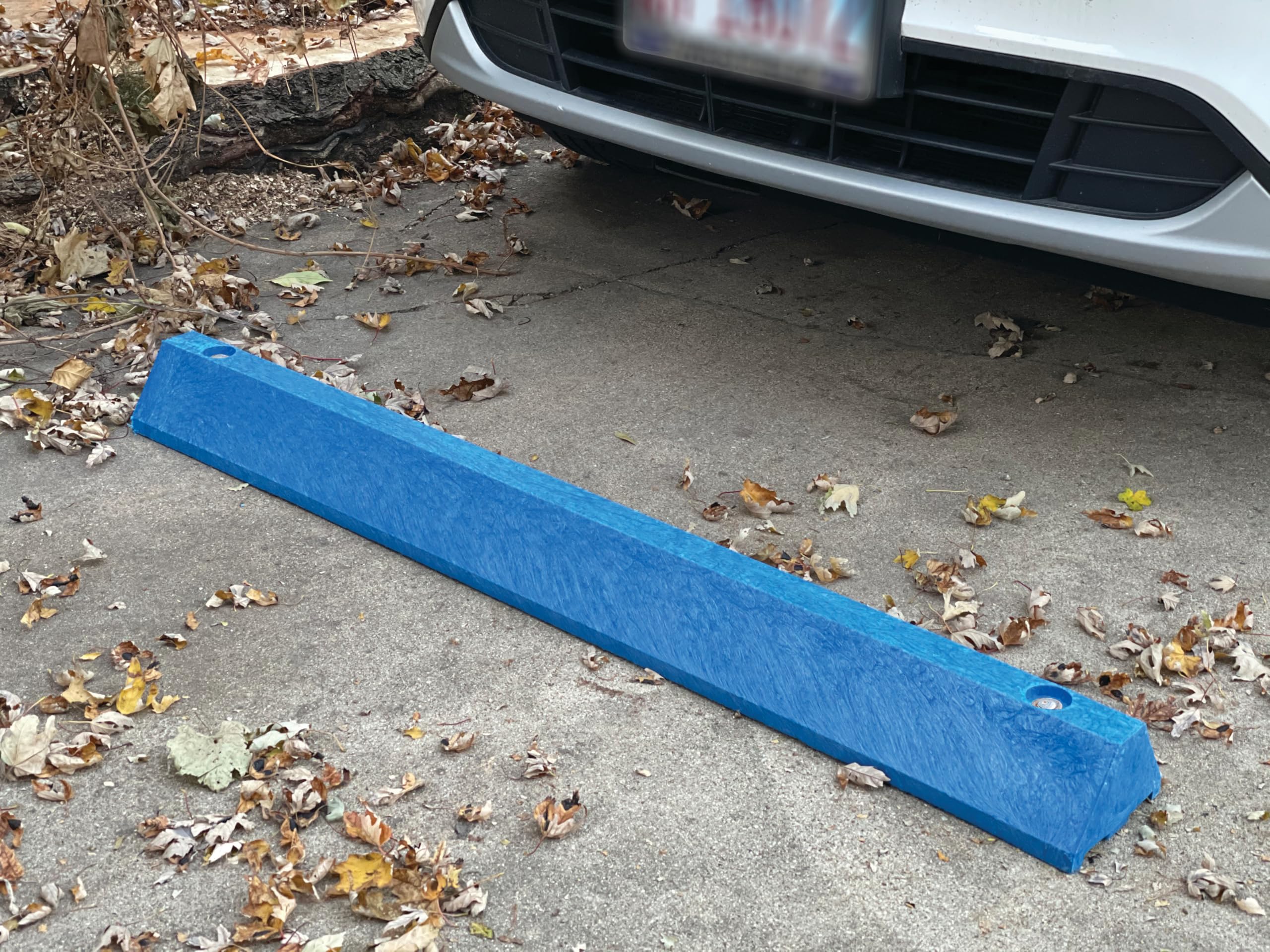6 Foot Long Eagle High Density Polyethylene Plastic Parking Stop with Anchor Kit, 72" x 8" x 4", Blue, 1790B