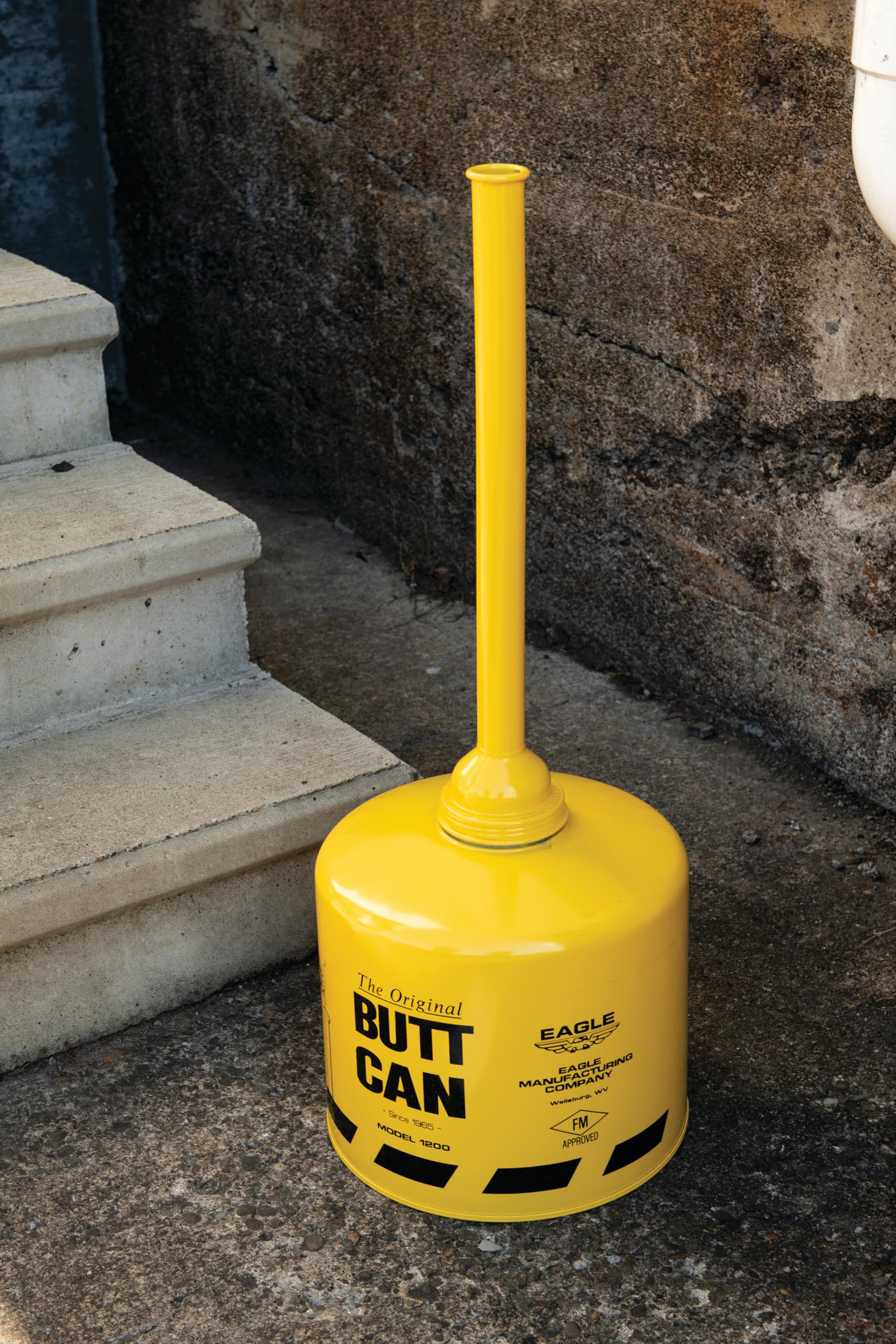 Eagle Yellow 1200YELLOW All Metal Galvanized Steel Original Butt Can, 5 gallon Capacity, 33" Height, 12" Diameter