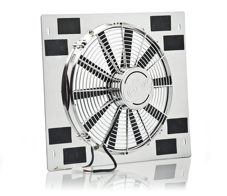 Be Cool Show & Go 75333 16" Stainless Shroud (22"W x 18"H with Chrome Puller Fan)