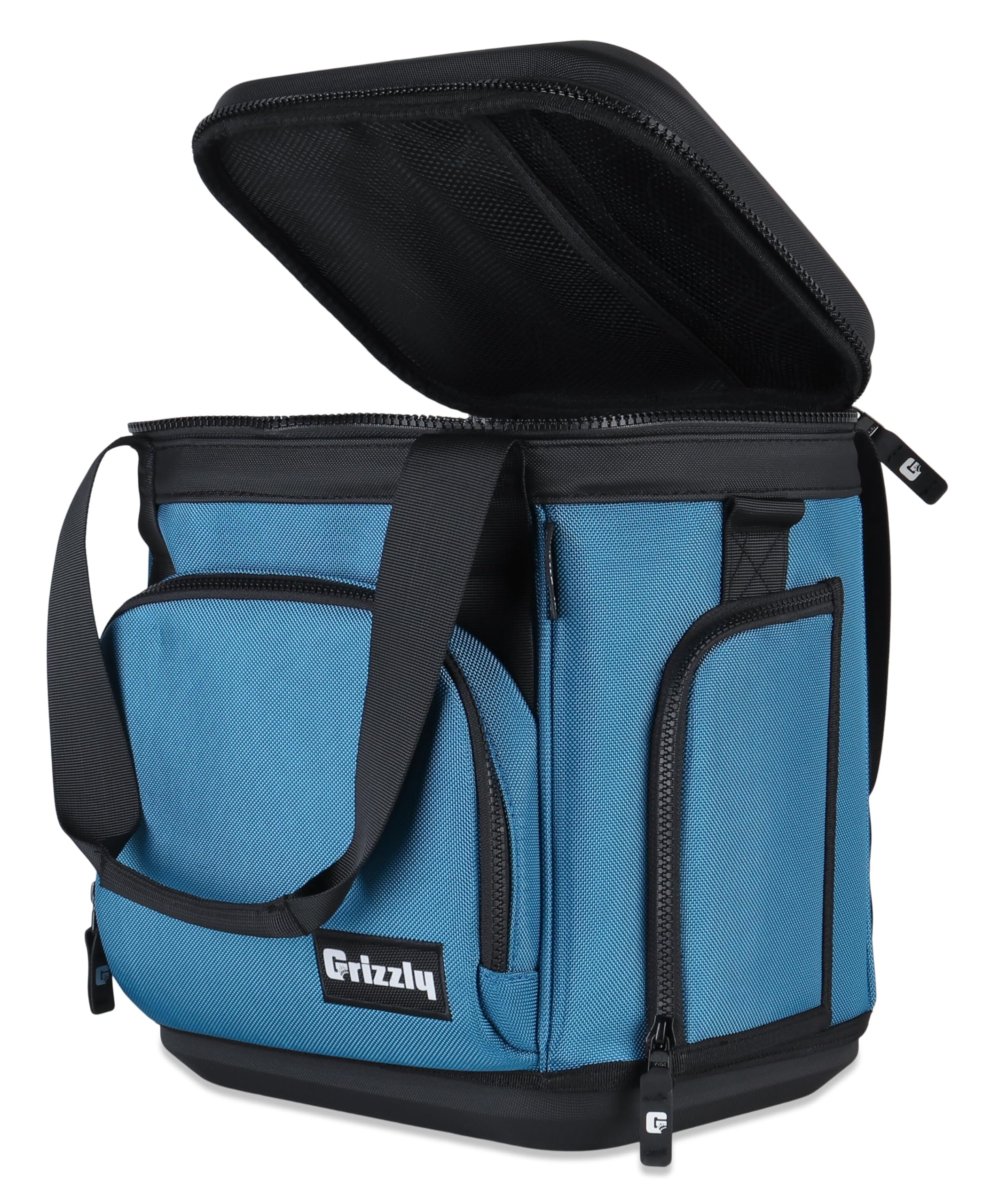 12 Grizzly Drifter Soft Sided Cooler |12 qt Flip-Top Soft Top Cooler | Ice Chest for Beach Boat Camping Car Fishing Golf Hiking Hunting Picnic | Lightweight Portable Insulated Waterproof | Slate Blue