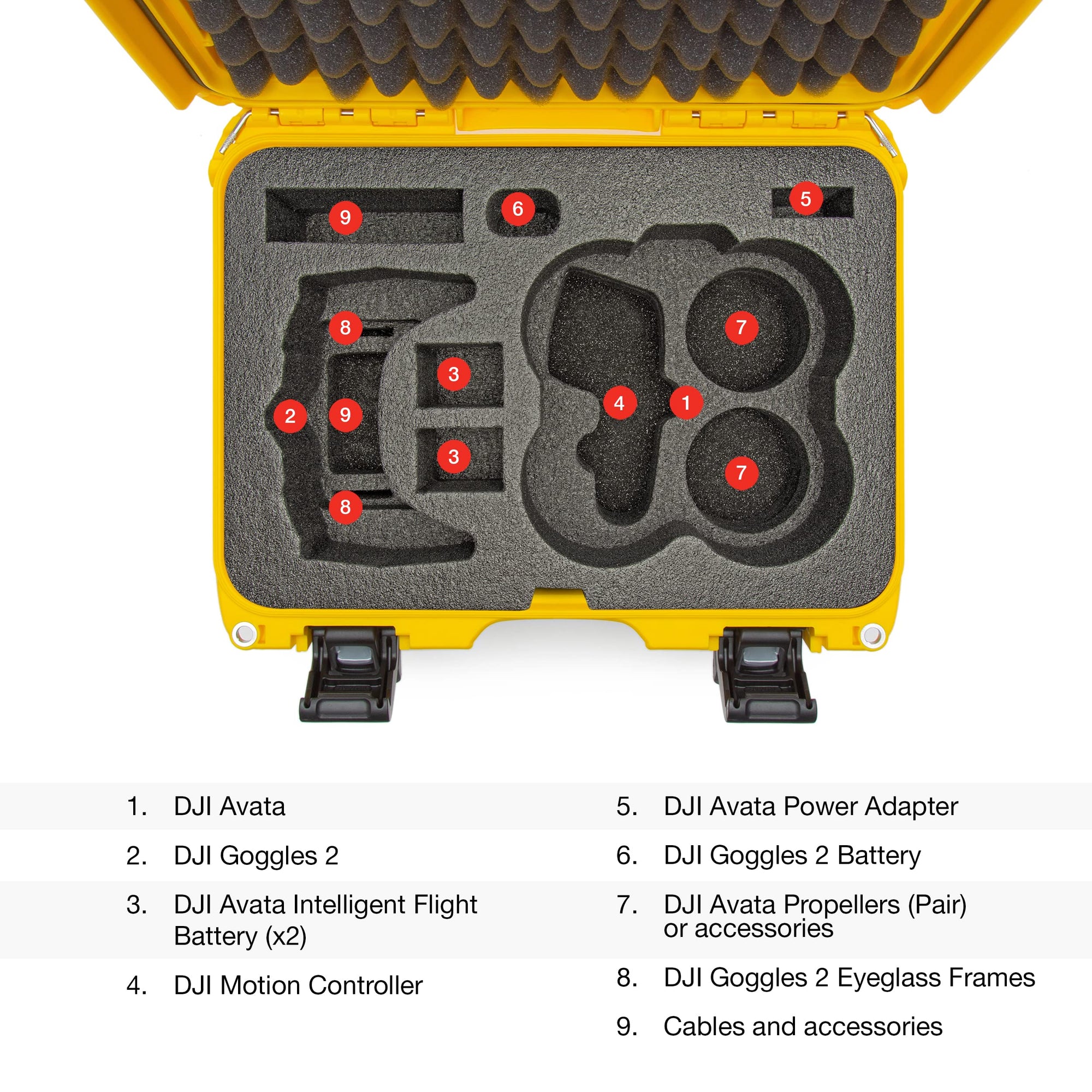 Waterproof Nanuk 915 Hard Case with Foam Insert for DJI Avata FPV Unit, Goggles and Controller - Yellow