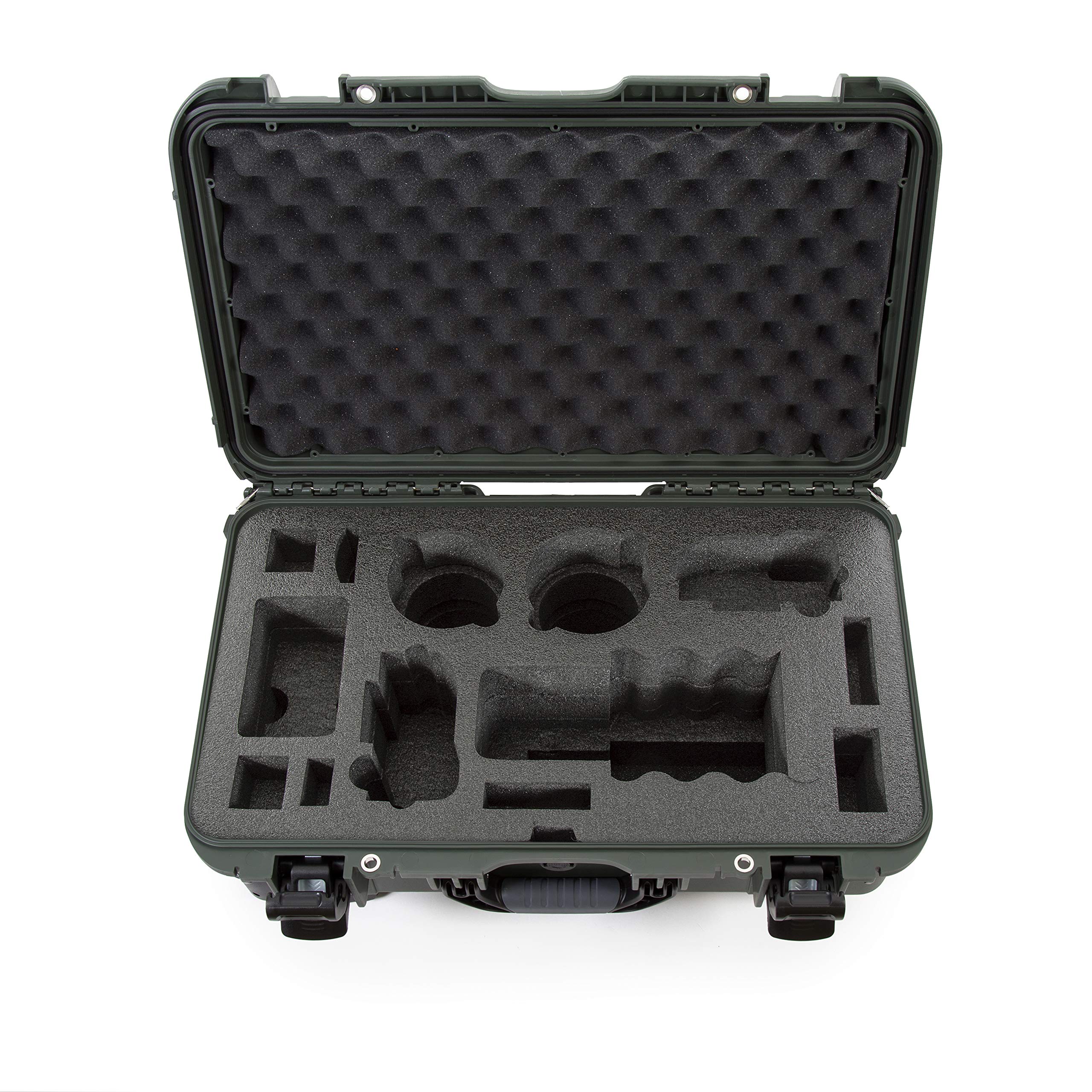 Waterproof Nanuk 935 Carry-On Hard Case with Custom Foam Insert for Sony a7R Size Camera w/Wheels - Olive