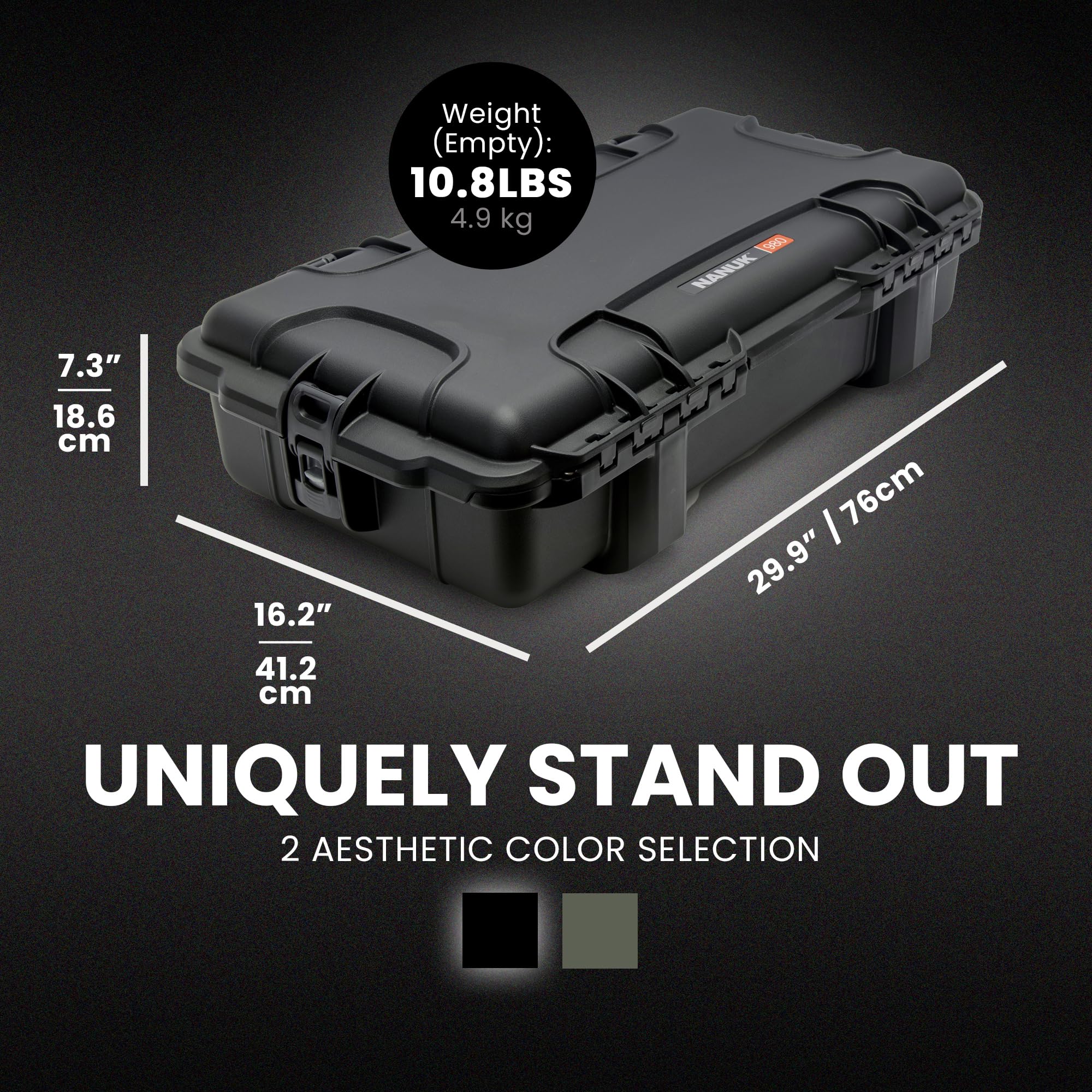 NANUK 980 Hard Case with Customizable Cubed Foam 30”, IP67 Waterproof & Crushproof, Rugged Construction for Ultimate Protection, Made in North America – Black (29.9” x 16.2” x 7.3”)
