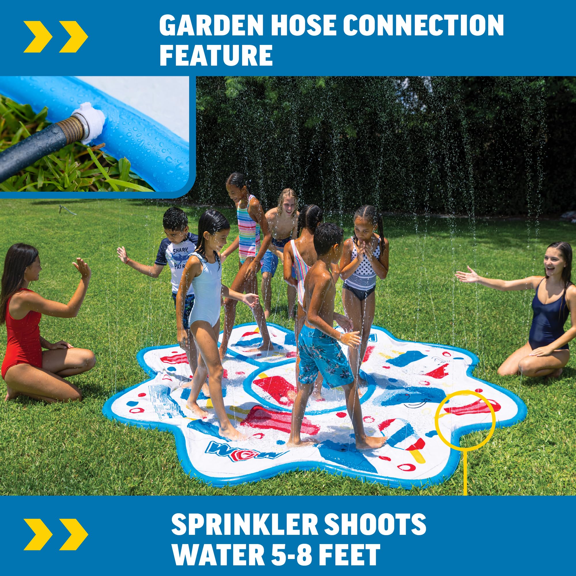 Popsicle Spray Pad WOW Sports, 10 Feet Inflatable Splash Zone With Water Sprinkler, Backyard Summer Party Accessory, Fun For Kids & Adults