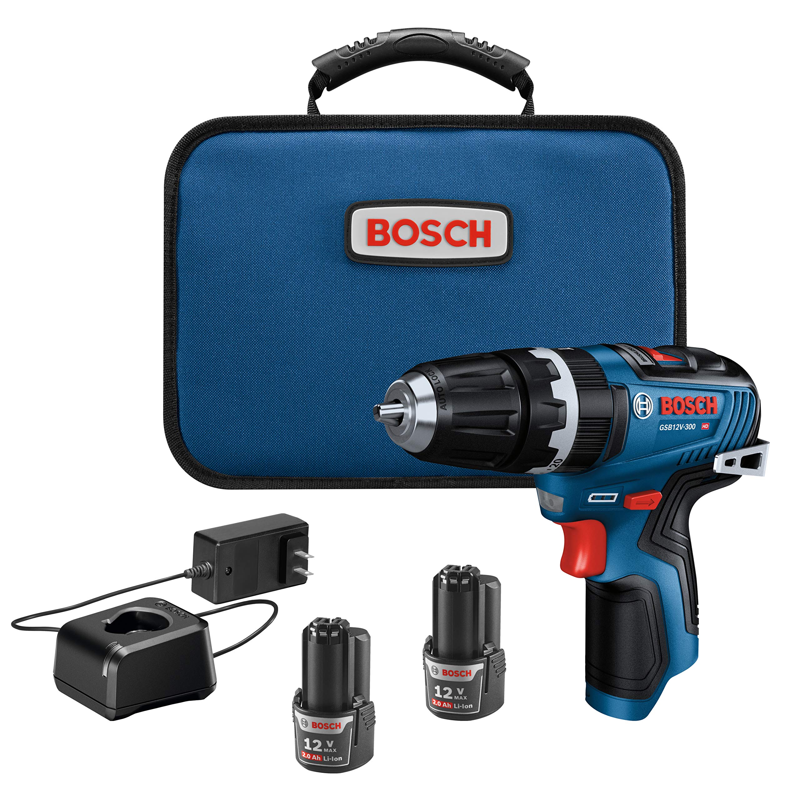 12V Max Bosch GSB12V-300B22 Brushless 3/8 In. Hammer Drill/Driver Kit with (2) 2.0 Ah Batteries