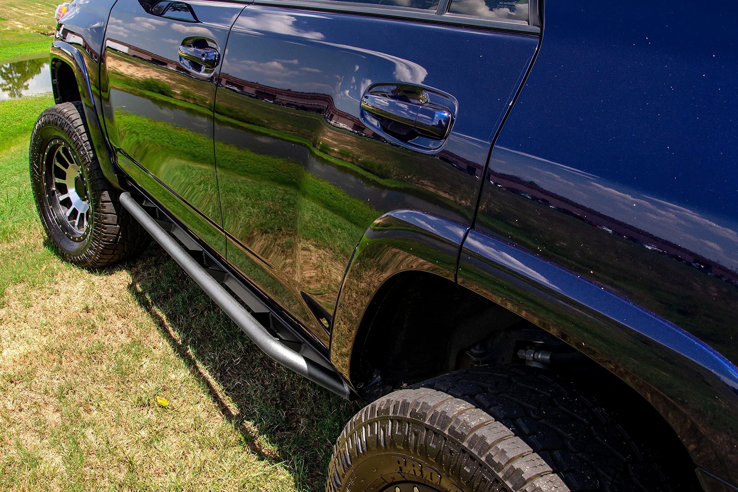 Trail Sliders RealTruck for Ford Bronco | Full Length, Heavy Duty 2" Tubing, Textured Black | TSF214B-TX | Fits 2021 - 2025 Ford Bronco 4 Door