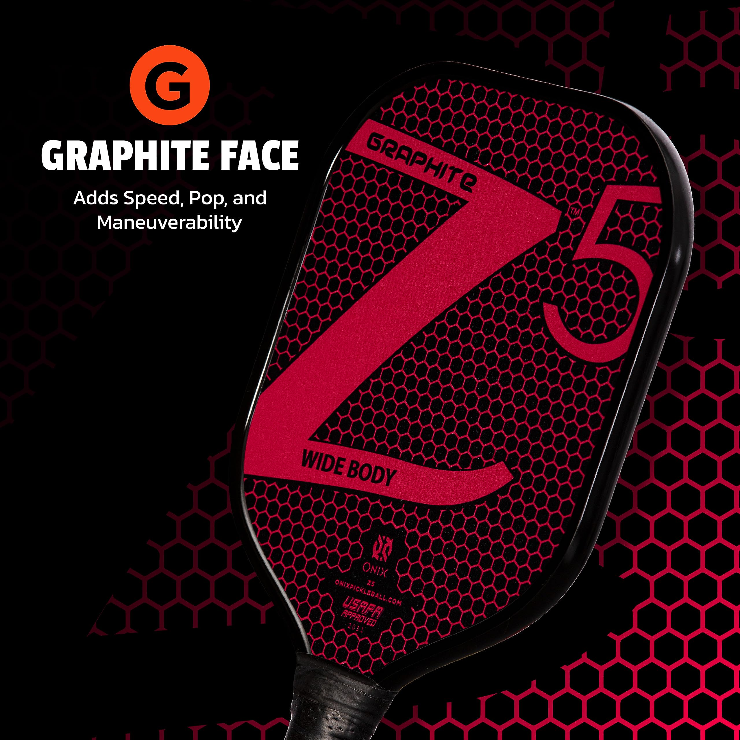 Graphite ONIX Z5 Pickleball Paddle (Graphite Carbon Fiber Face with Rough Texture Surface, Cushion Comfort Grip and Nomex Honeycomb Core for Touch, Control, and Power), Pink