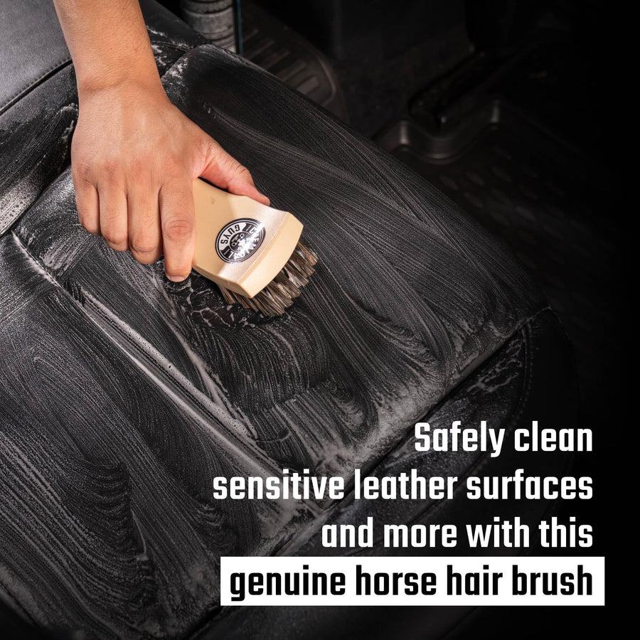 Chemical Guys Leather Cleaning Brush Long Bristle Horse Hair - Brush to Gently Clean Car Interiors, Furniture, Sneakers, Boots, and More - Safe for Natural, Synthetic, Faux, and Pleather