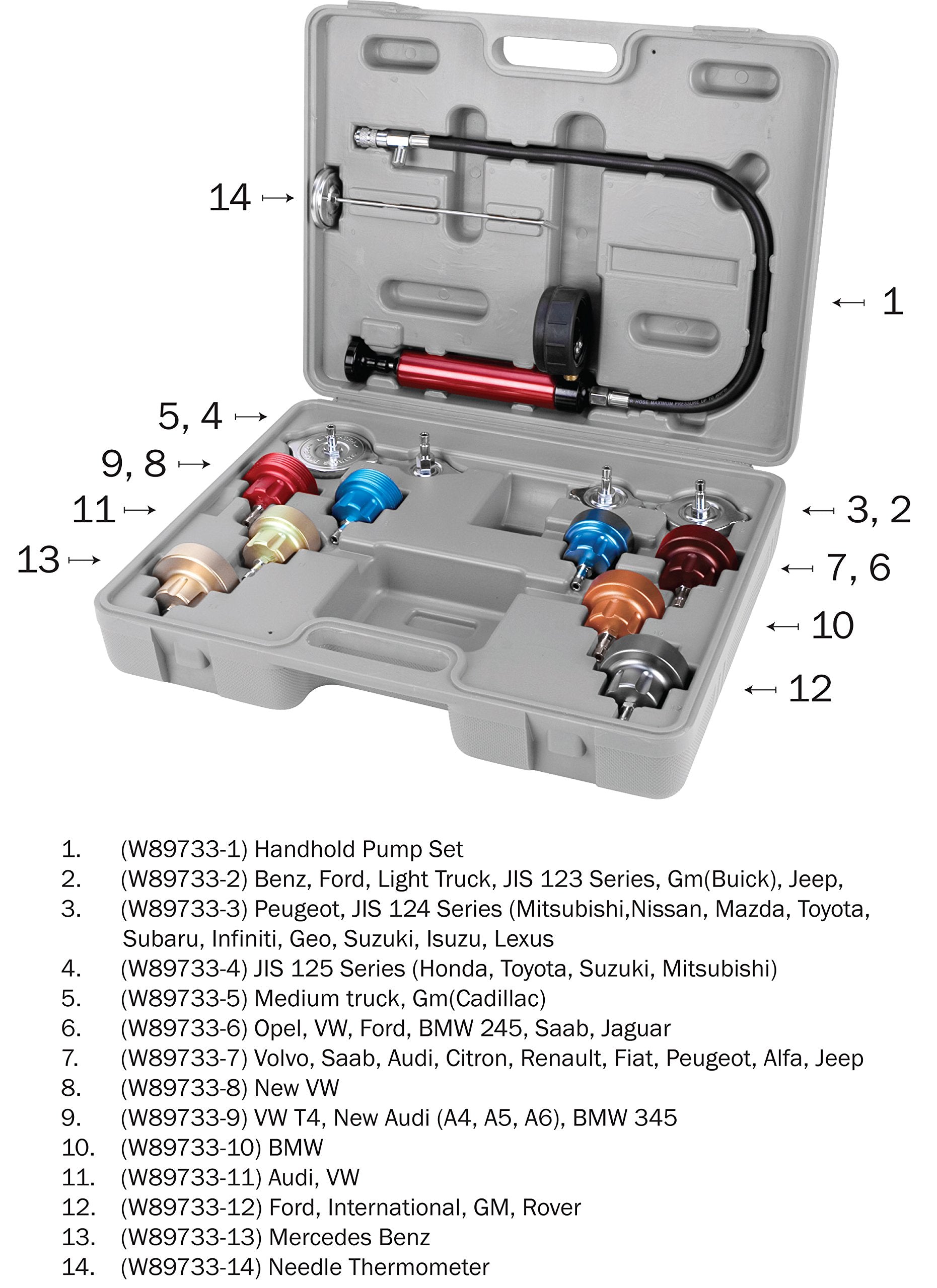 JEGS Performance Tool W89733 Cooling System Pressure Tester Includes
