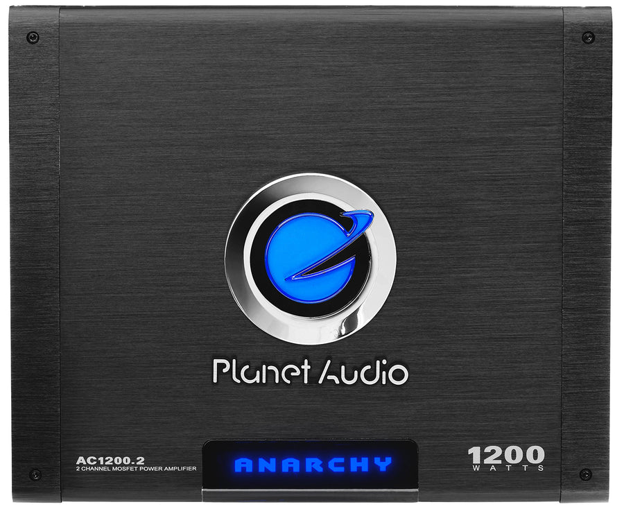 AC1200.2 Planet Audio 2 Channel Car Amplifier - 1200 High Output, High/Low Level Inputs, High/Low Pass Crossover, Hook Up to Subwoofer for Bass