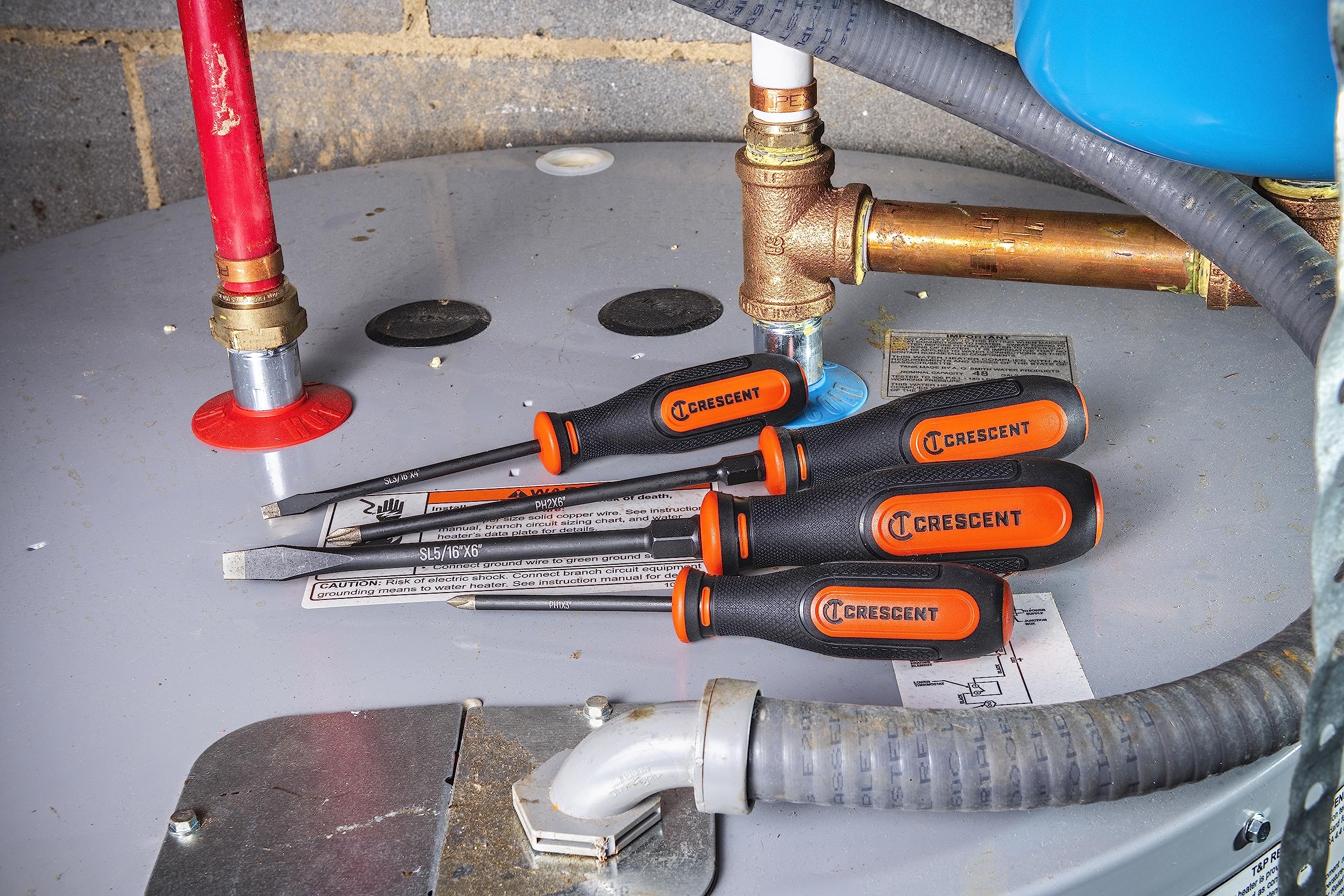 4PC Diamond Tip Crescent Dual Material Screwdriver Set with Phillips and Slotted Screwdrivers - CDTSET4PC