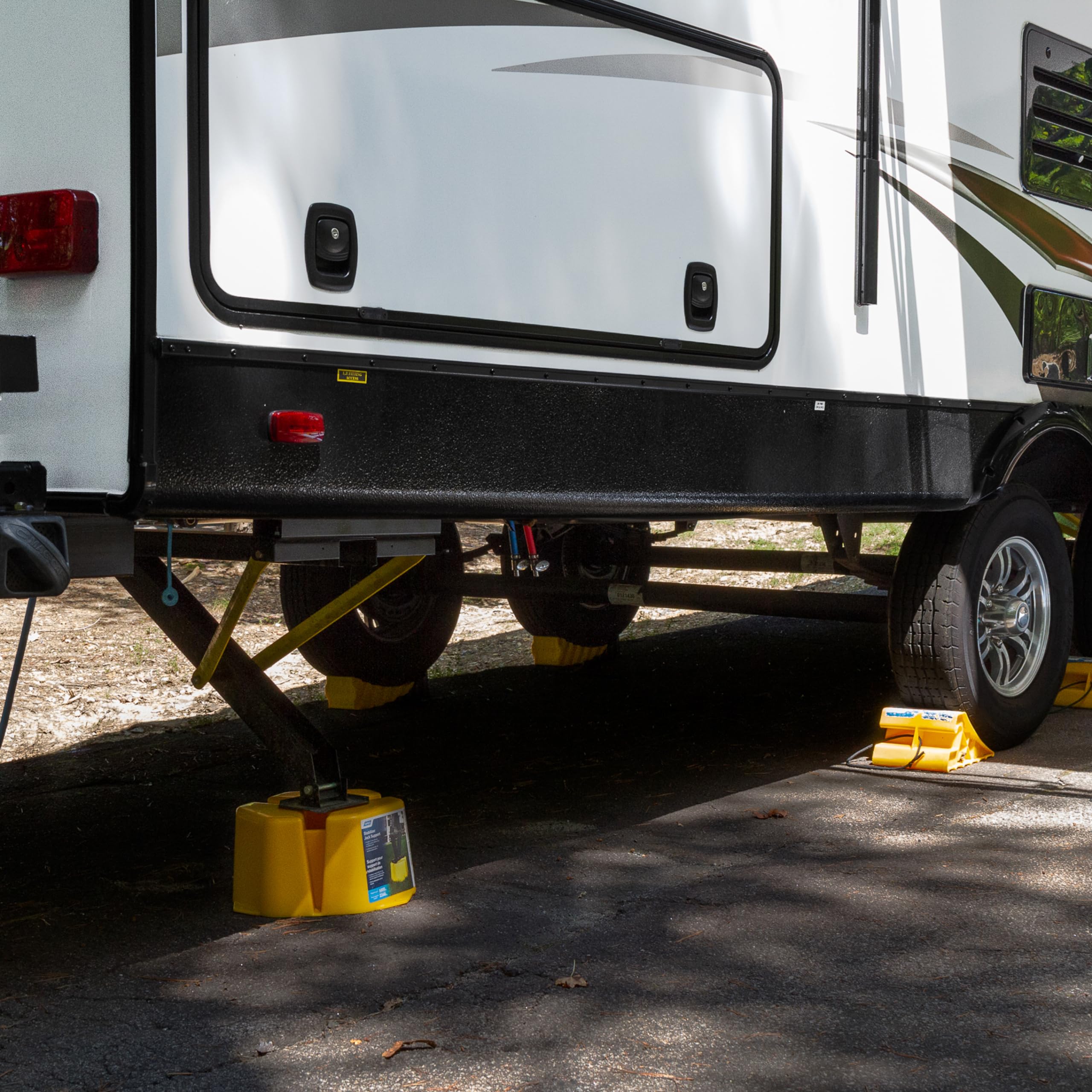 Camco Super Wheel Chock - Large, Heavy Duty Trailer Chock w/Rope Constructed of Durable Plastic - Features Rope Handle for Easy Removal - Use w/Tires Up to 29-inches – 44475