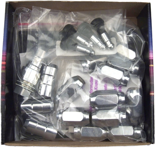 Chrome Cone Seat McGard 84823 Wheel Installation Kit (9/16" - 18 Thread Size) - for 8 Lug Wheels, 28 Lug Nuts / 4 Locks / 1 Key / 1 Storage Pouch