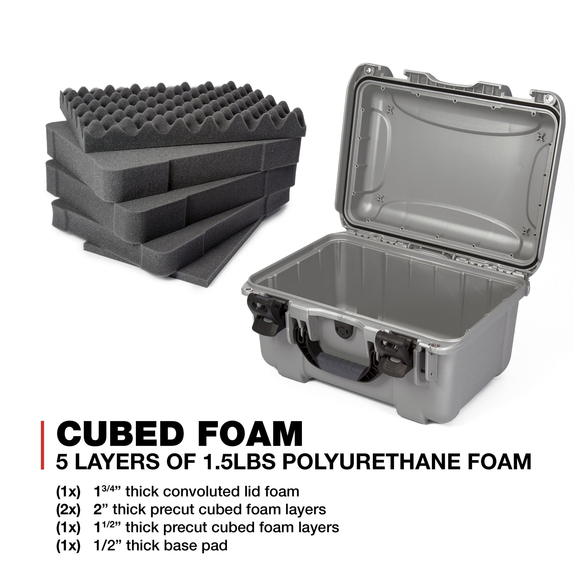 Medium Nanuk 918 Waterproof Hard Case with Foam Insert 16.9" x 12.9" x 9.3" - Silver