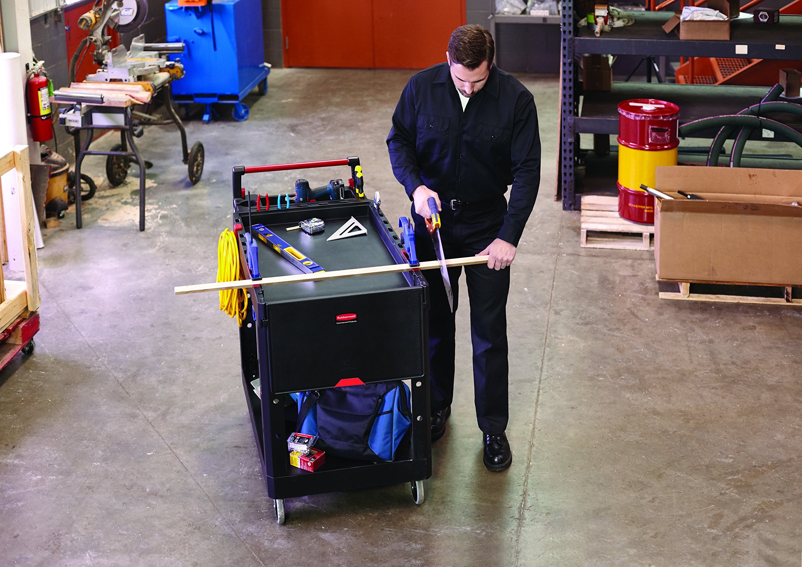 Rubbermaid Commercial Products Adaptable Heavy Duty Utility/Service Cart, Medium, 500 lb. Capacity, Black, for Warehouse/Garage/Cleaning/Maintenance
