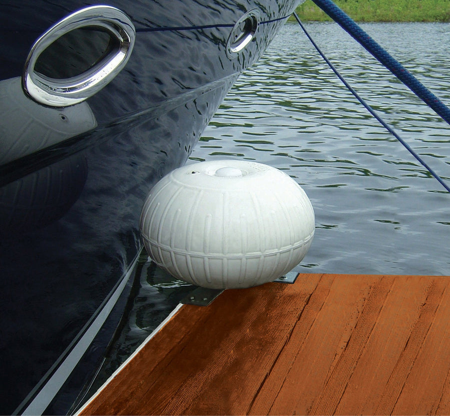 Taylor Made Products Inflatable Dock Pro Boat Wheels – Corner Mount Dock Wheel, White (18") – Cushions Boats, Protects Docks, Hot-Dipped Galvanized Hardware – 2020108498
