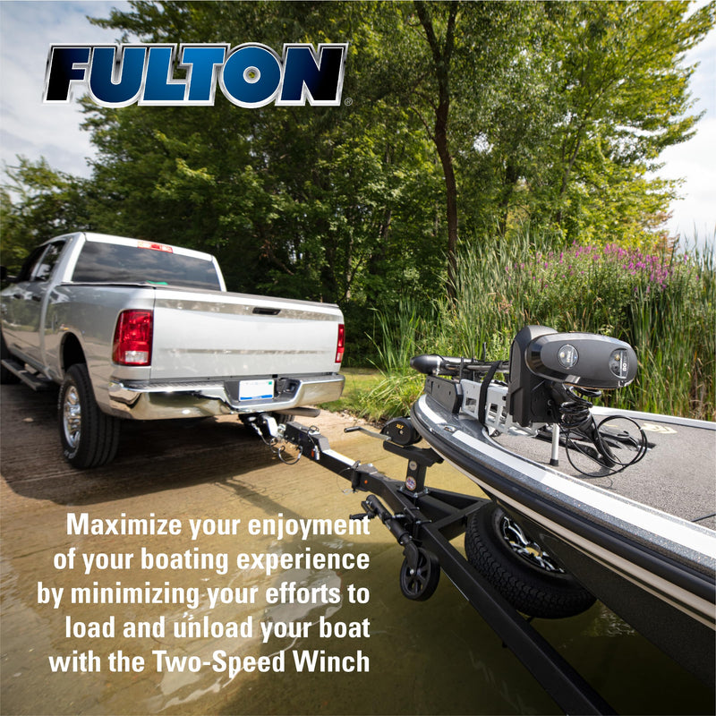 Fulton XLT 142314 Boat Trailer Winch with 20 Foot Winch Strap with Hook, 1,800 lbs. Capacity, Single-Speed Hand Crank Winch, Solid Drum Gear System