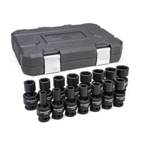 1/2-Inch GEARWRENCH 6 Point Metric Universal Impact Socket Set (15 Piece) - 84939N