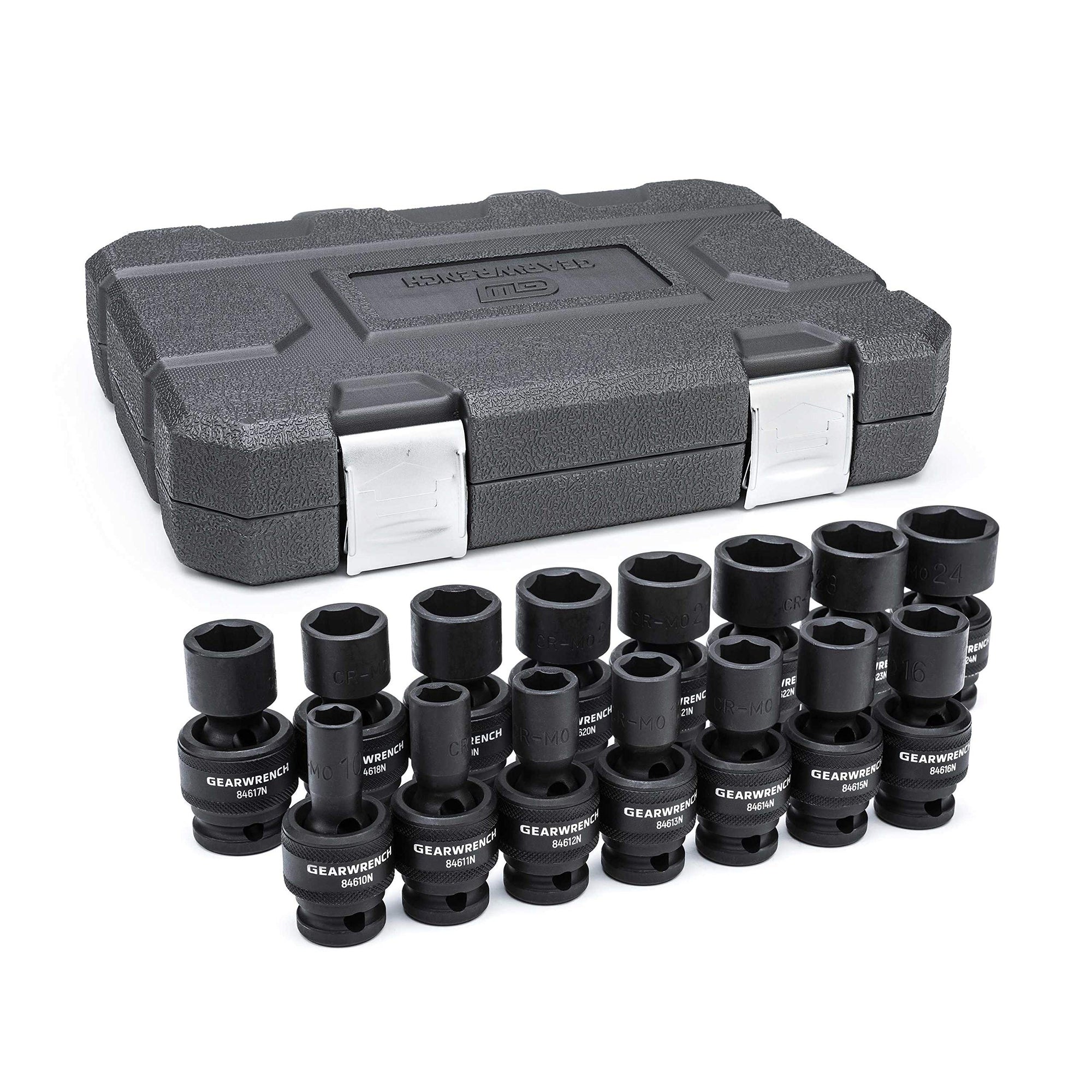 1/2-Inch GEARWRENCH 6 Point Metric Universal Impact Socket Set (15 Piece) - 84939N