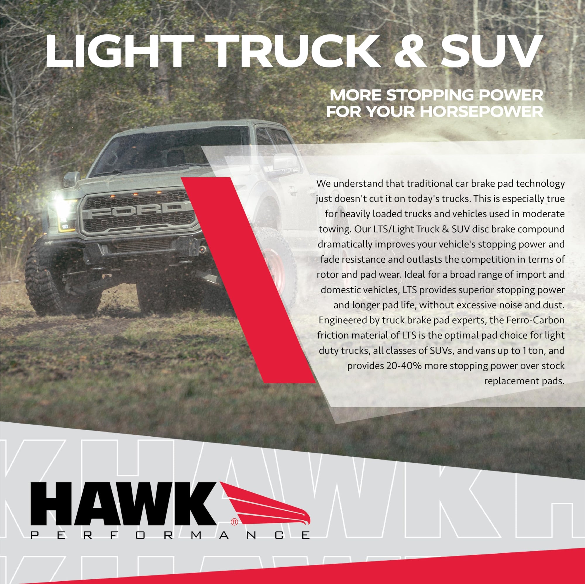 Hawk Performance LTS HB502Y.606 Light Truck and SUV Street Brake Pads