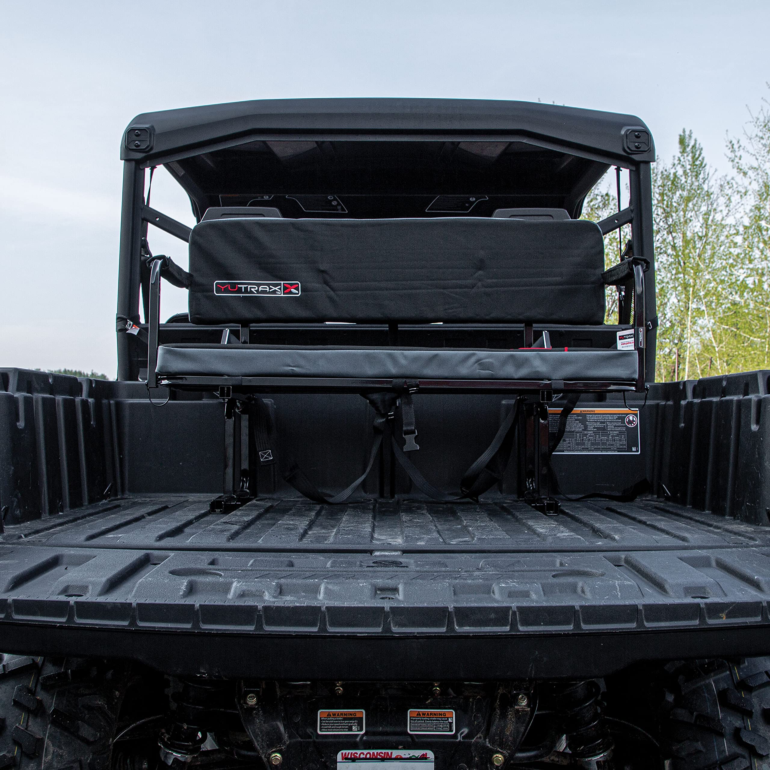 Universal Mount YUTRAX® UTV Jump Seat, UTV Accessory, Increase Seating Capacity, Heavy-Duty Steel Frame, Padded Seat & Backrest, Seat Flips Up, Easy to Assemble