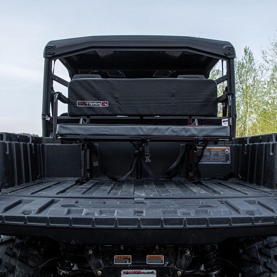 Universal Mount YUTRAX® UTV Jump Seat, UTV Accessory, Increase Seating Capacity, Heavy-Duty Steel Frame, Padded Seat & Backrest, Seat Flips Up, Easy to Assemble