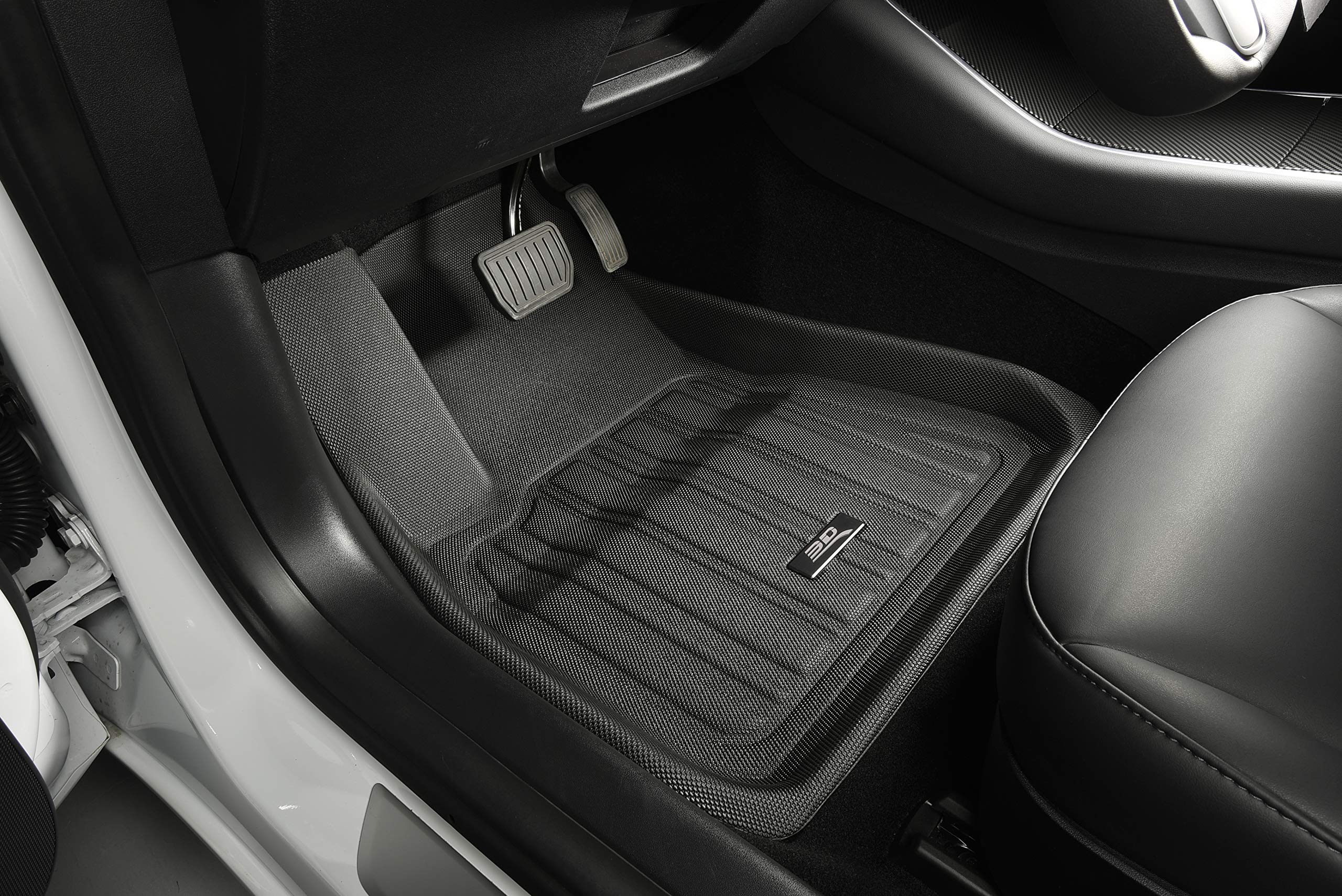 Custom Fit 3D MAXpider Elitect Floor Mat (Black) Compatible with Tesla Model X 7-Seat 2022-2025 - Full Set