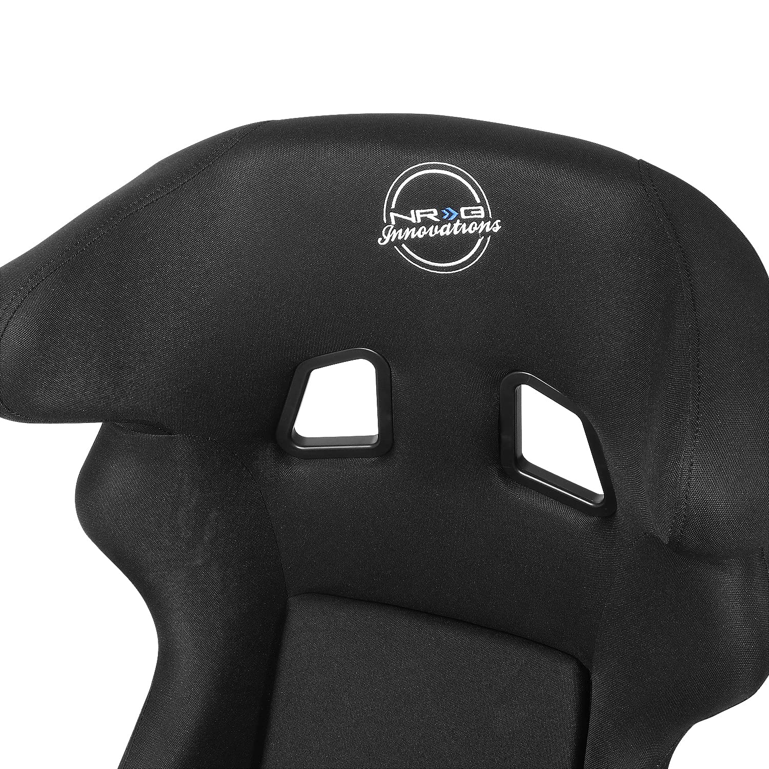 NRG Innovations Arrow Embroidery NRG-FRP-600WT Fixed Back Bucket Racing Seat With Side Mount Brackets,White Fiberglass Shell/Black Fabric Seat Cover, 34.5" H X 24" W X 21" D