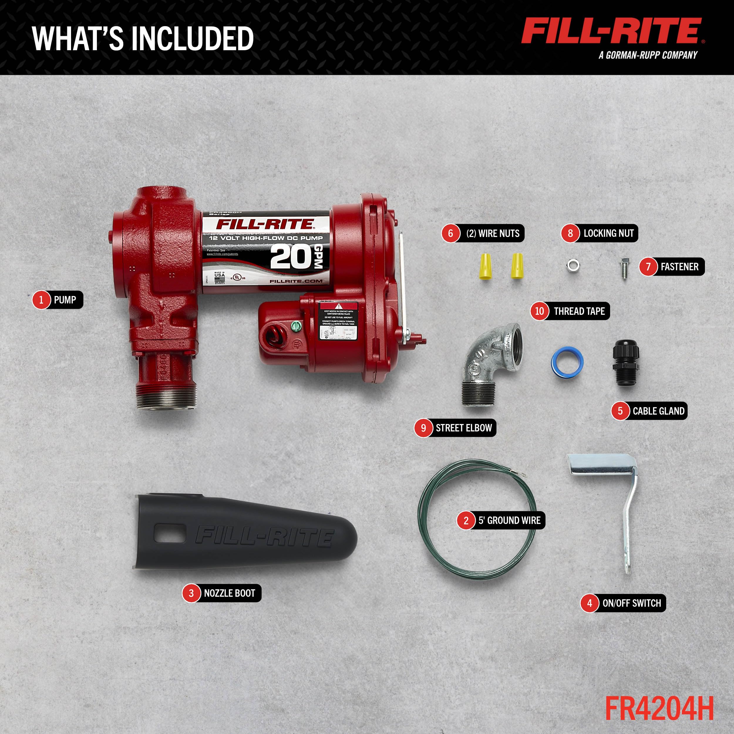Fill-Rite 12V FR4204H 20 GPM Fuel Transfer Pump (Pump Only) | Gasoline, Diesel, Kerosene, Ethanol Blends, Methanol Blends, & Biodiesel