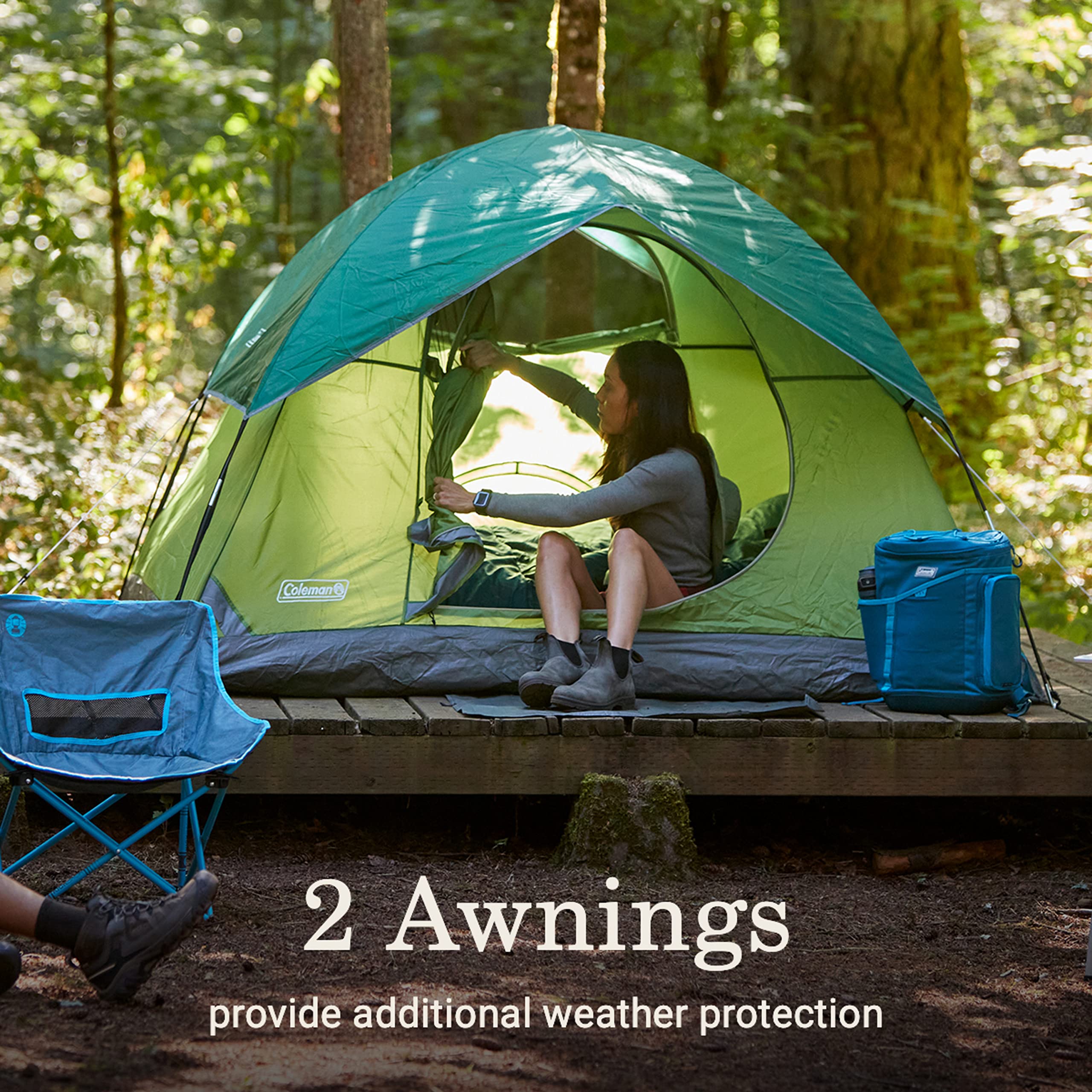 Coleman Camping Tent Sundome with Rainfly, 2/3/4/6 Person Sets Up in 10 Mins, Weatherproof Shelter for Camping, Festivals, Backyard, Sleepovers, & More