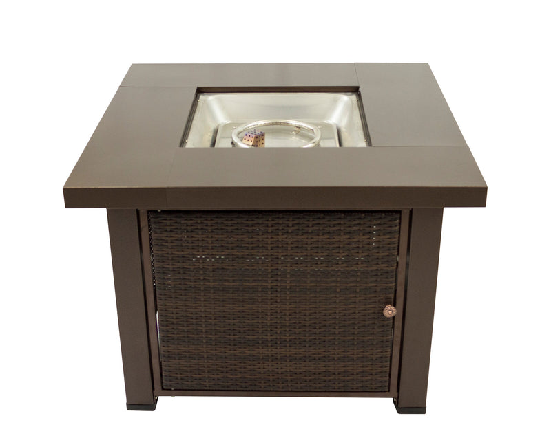 Rio Pleasant Hearth Wicker OFG419T Square Gas Fire Pit Table, 38", white